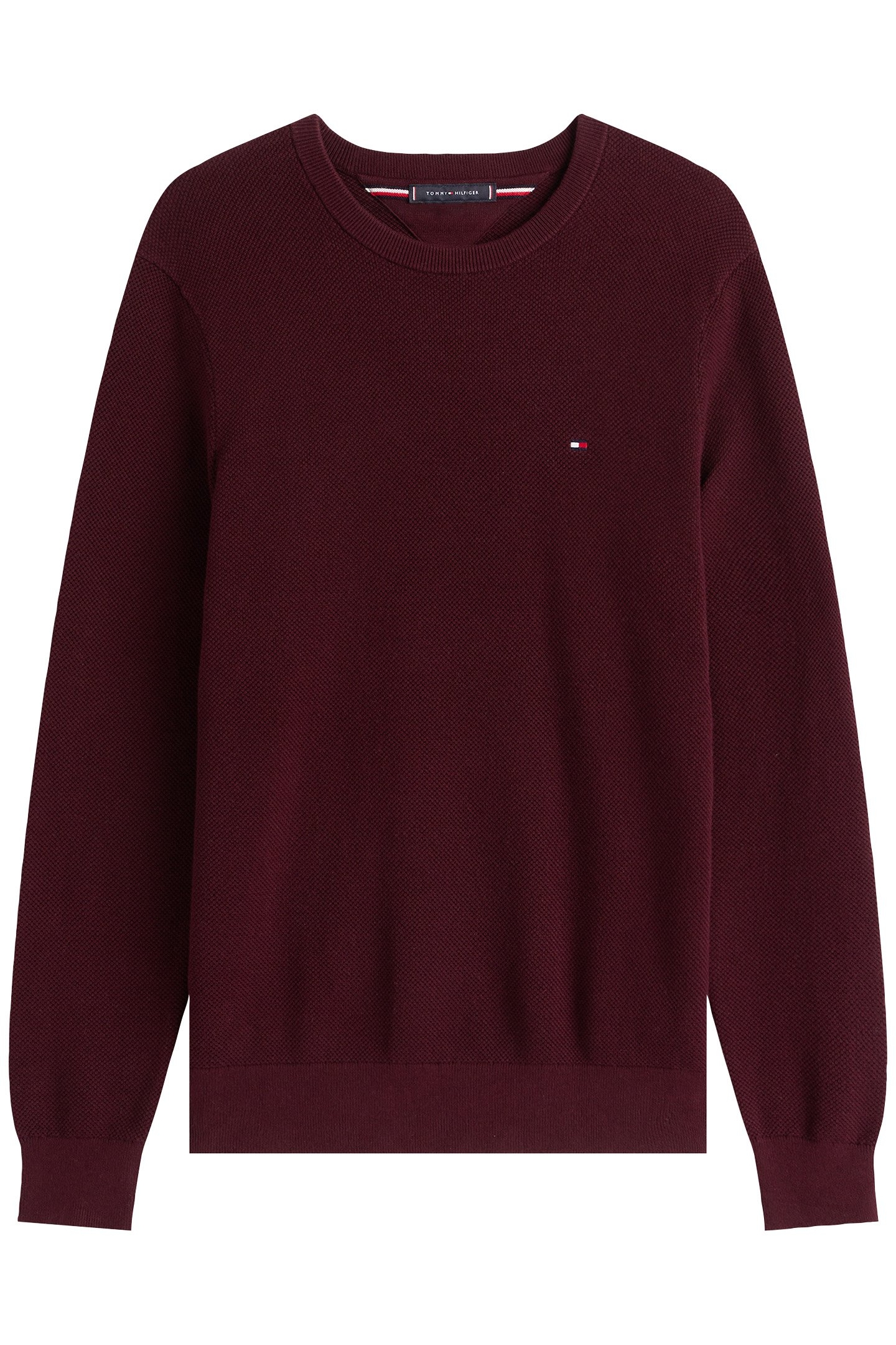 FLAG EMBROIDERY TEXTURED CREW NECK JUMPER DEEP BURGUNDY 3