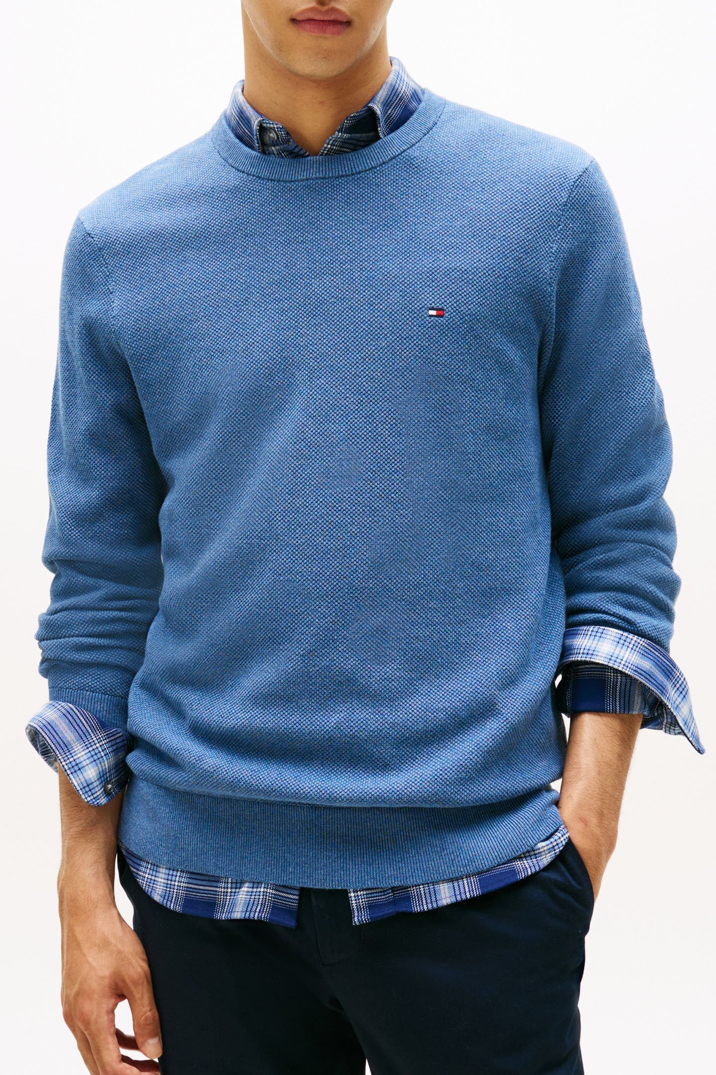 ESSENTIAL STRUCTURE SWEATER PETROL BLUE HEATHER 1