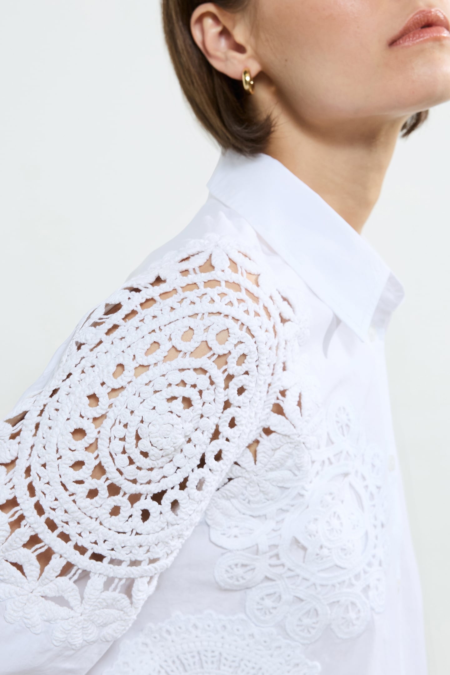 LINA COTTON CROCHET MIX SHIRT LINEN WHITE 4