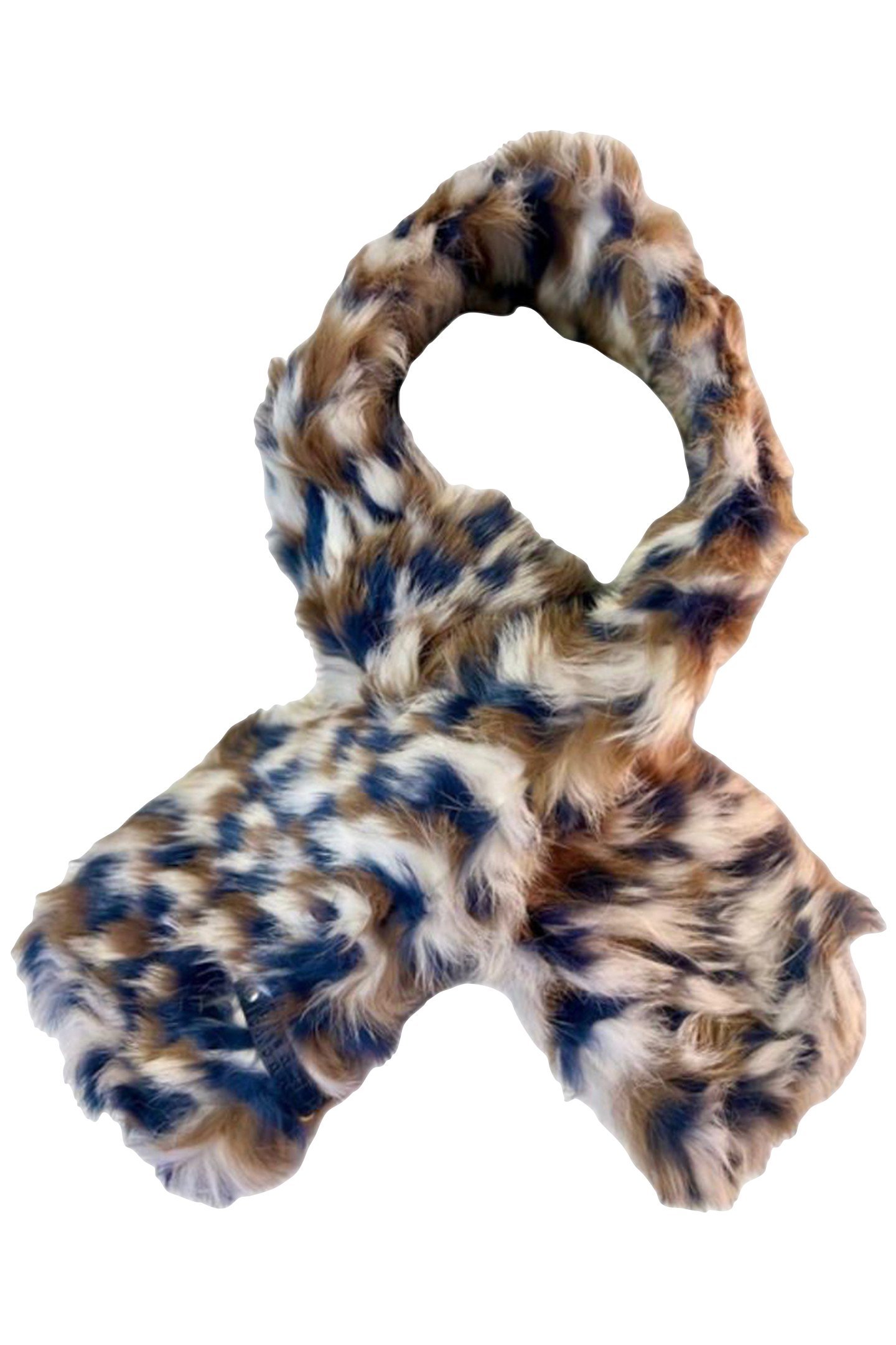 SCARF OBLONG FAKE FUR 002 WHITE,BLUE,BEIGE 1