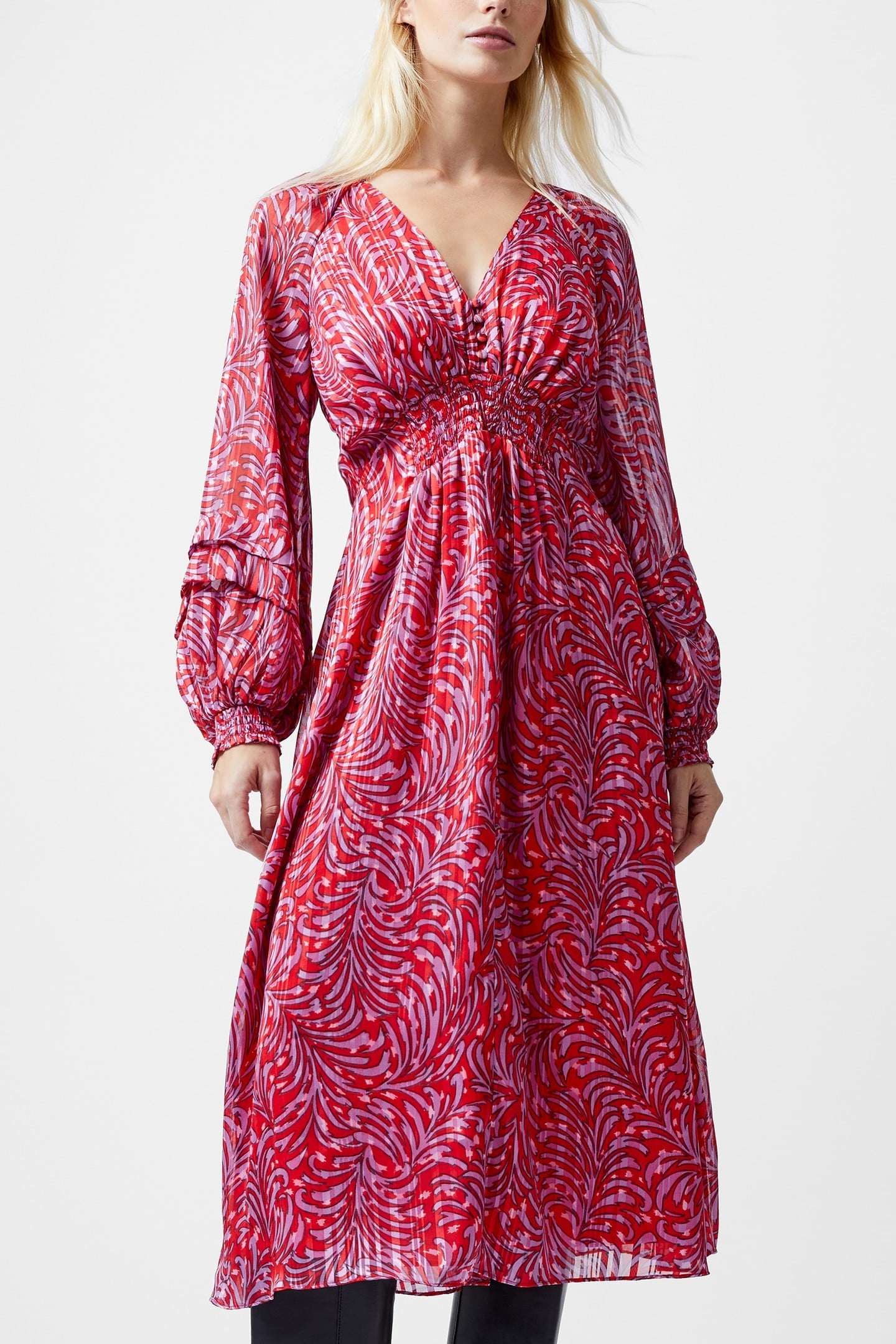 AMY CALISTA MIDI DRESS SCARLET RED MULTI 1