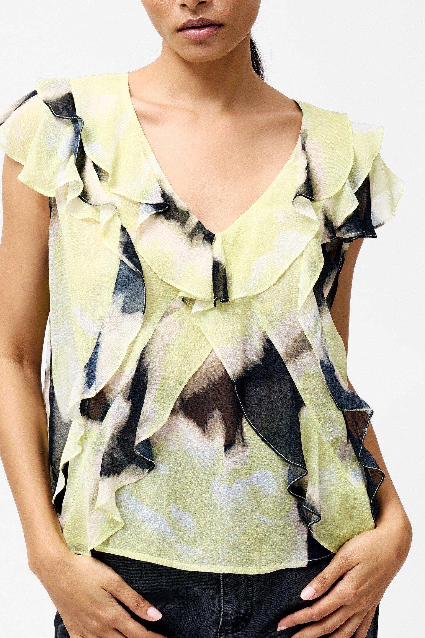 NATALIE EMINIA CHIFFON RUFFLE LIGHT LIME GREEN MUL 4