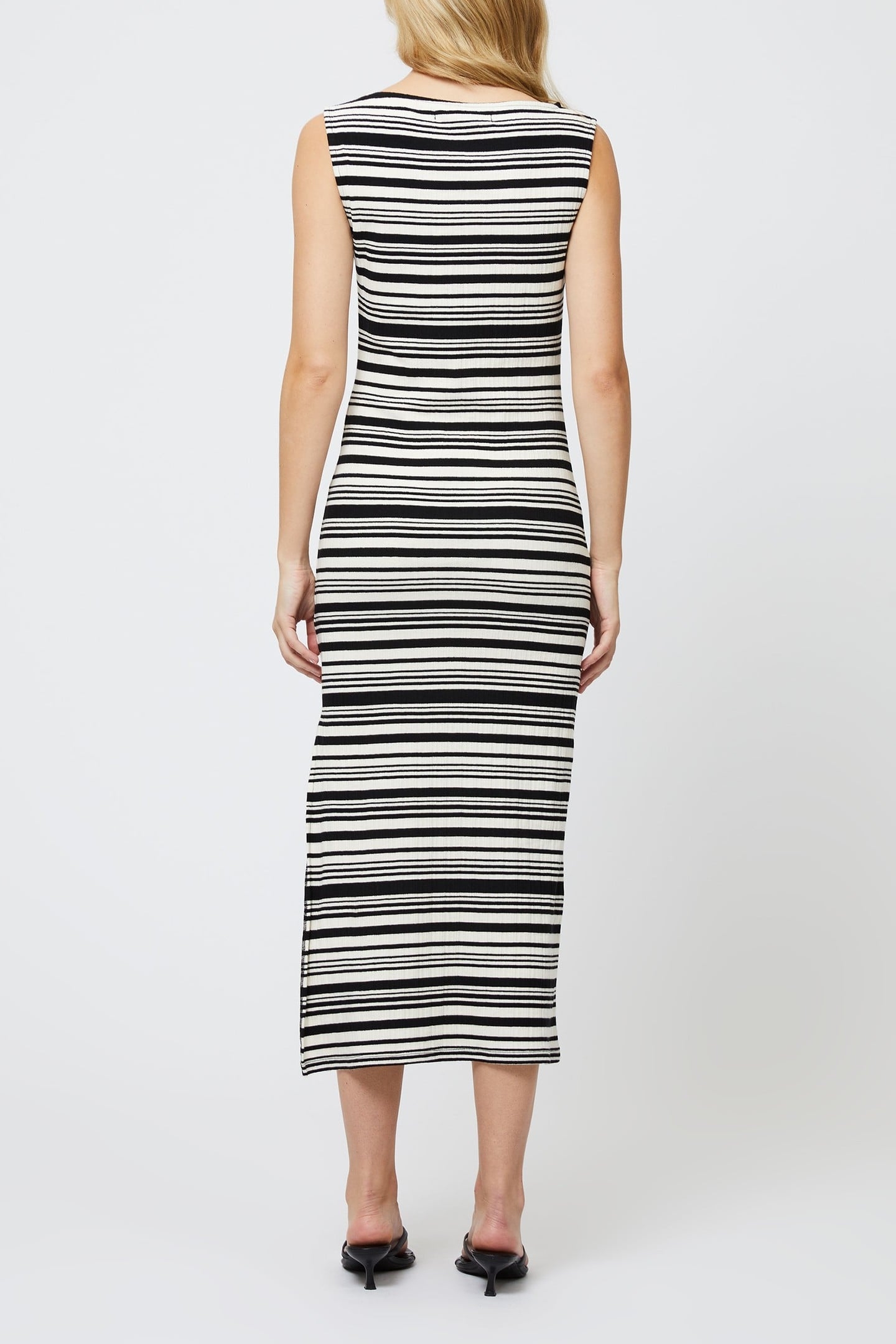 SASIA RIB STRIPE SLVSS DRESS BLACK/WHITE 6