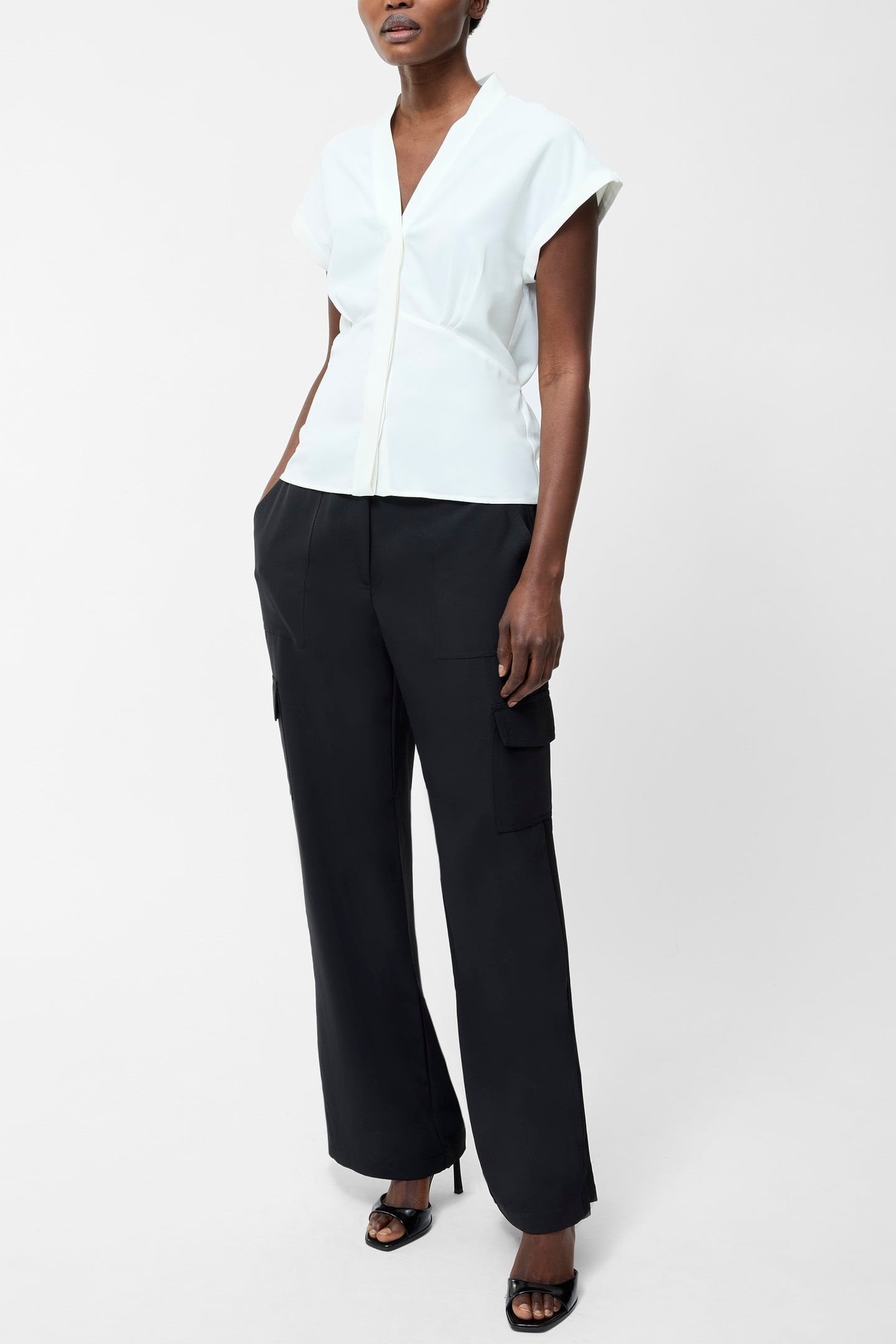 CREPE VEE BLOUSE SUMMER WHITE 1