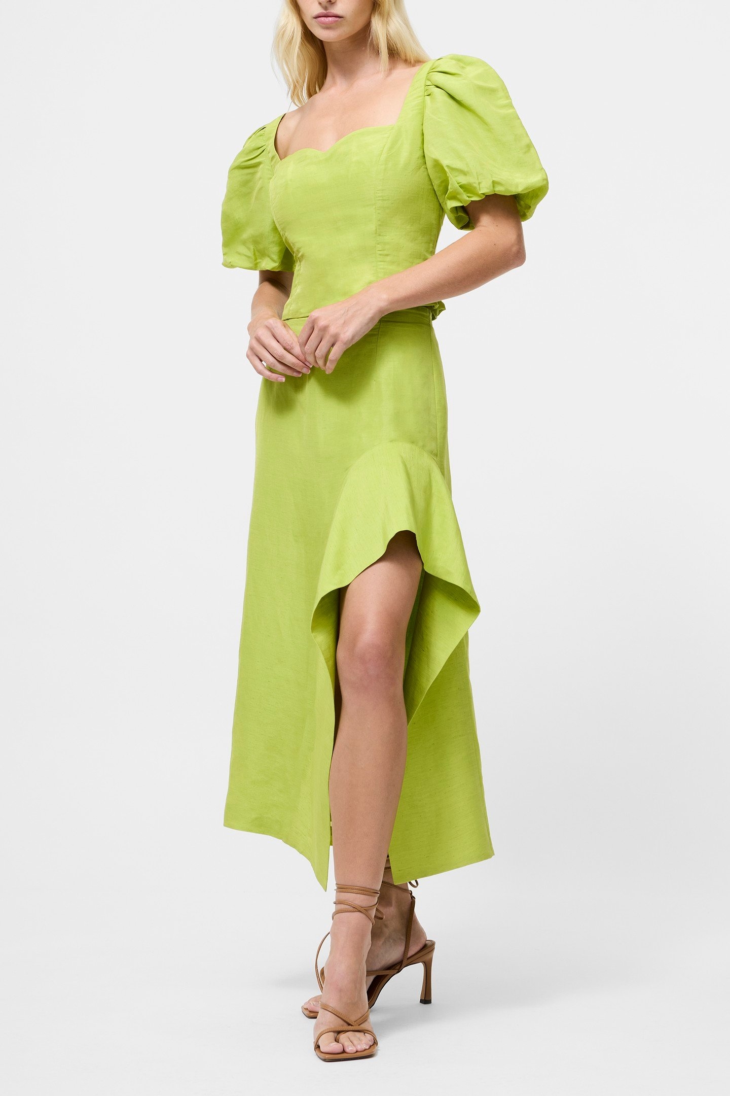 ISLAY LINEN MIDI SKIRT CACTUS GREEN 2