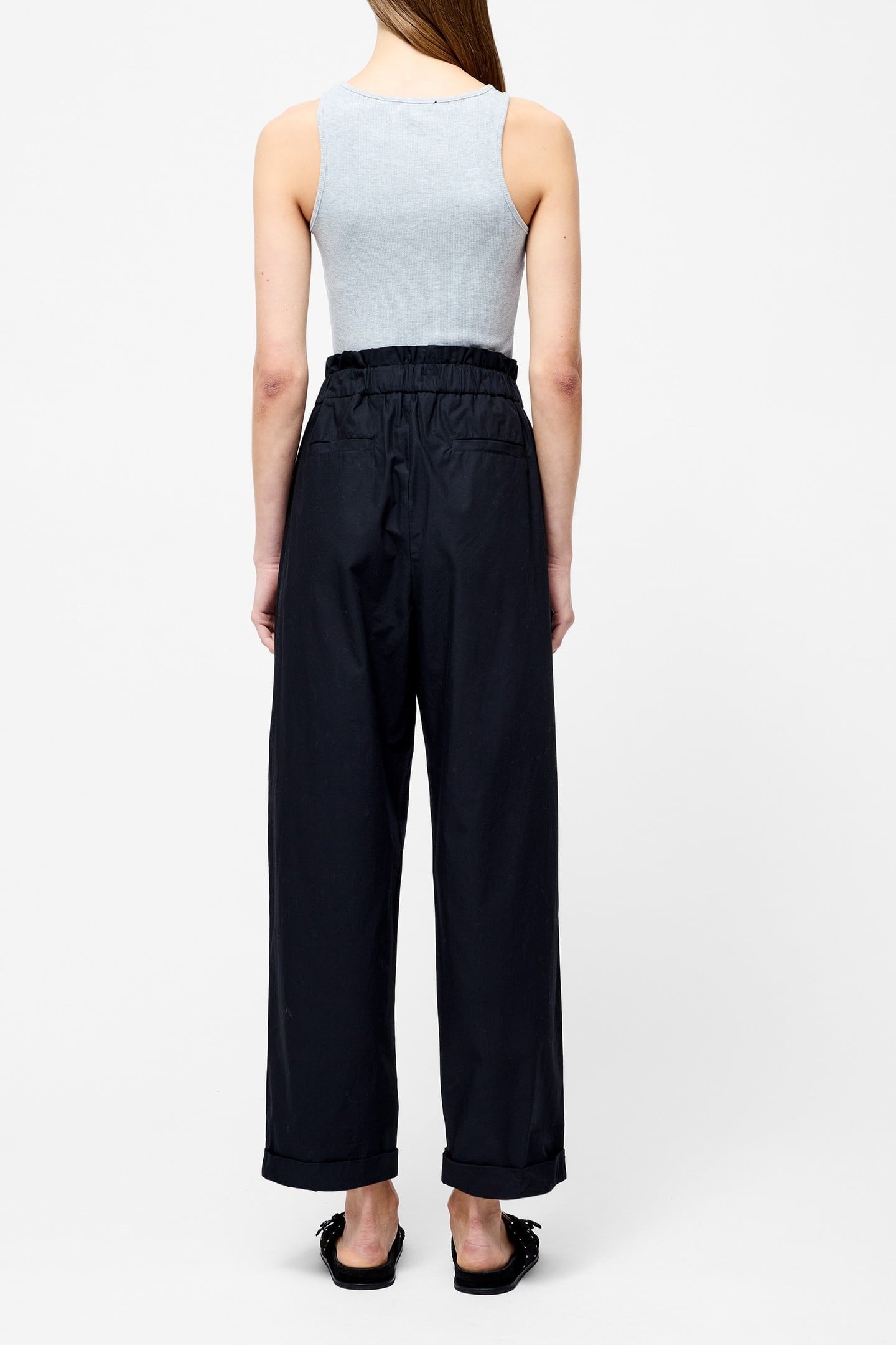 COTTON PAPER BAG TROUSER BLACK 3