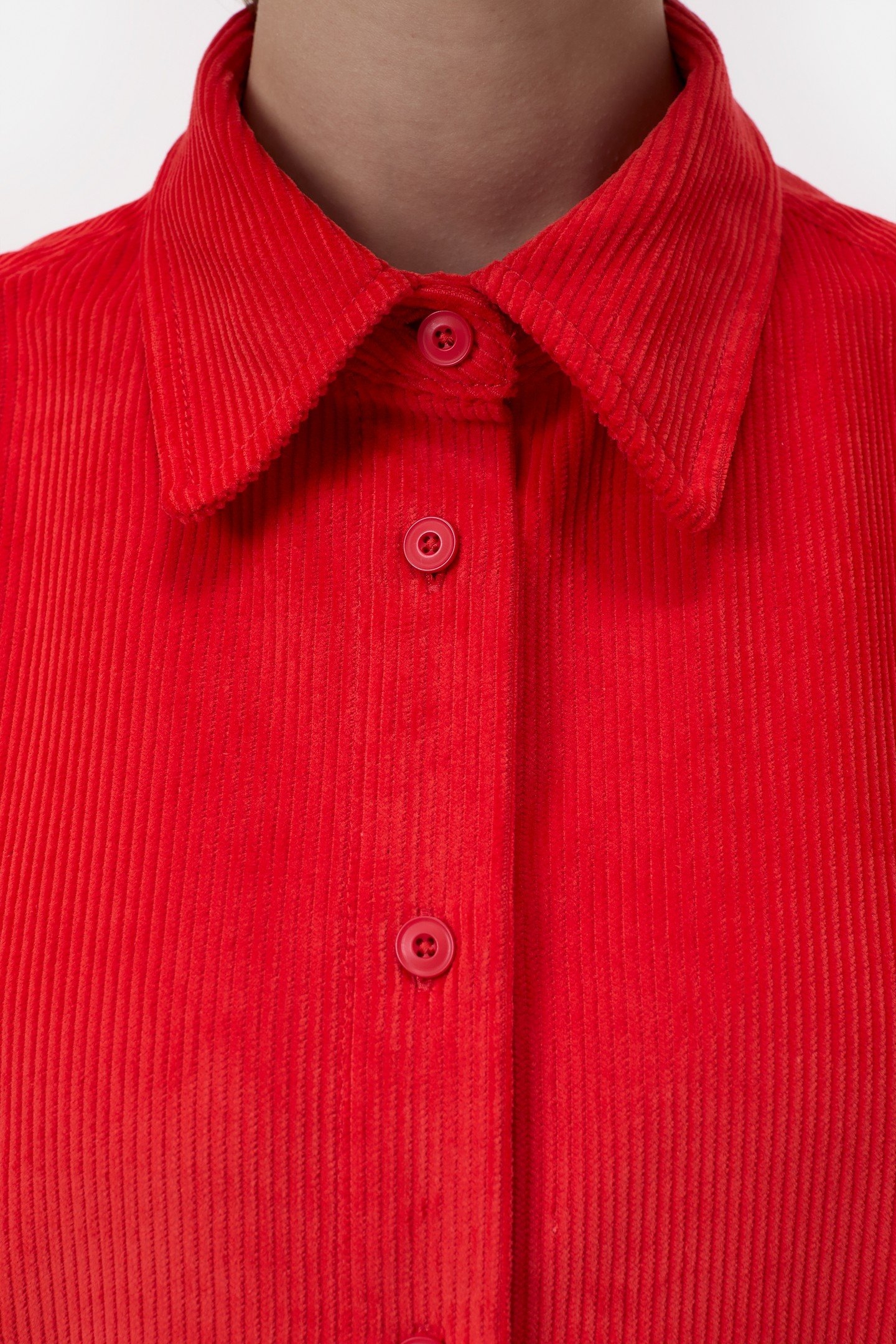 CLASSY LONG CUFF BLOUSE SHIRT HIBISCUS RED 5