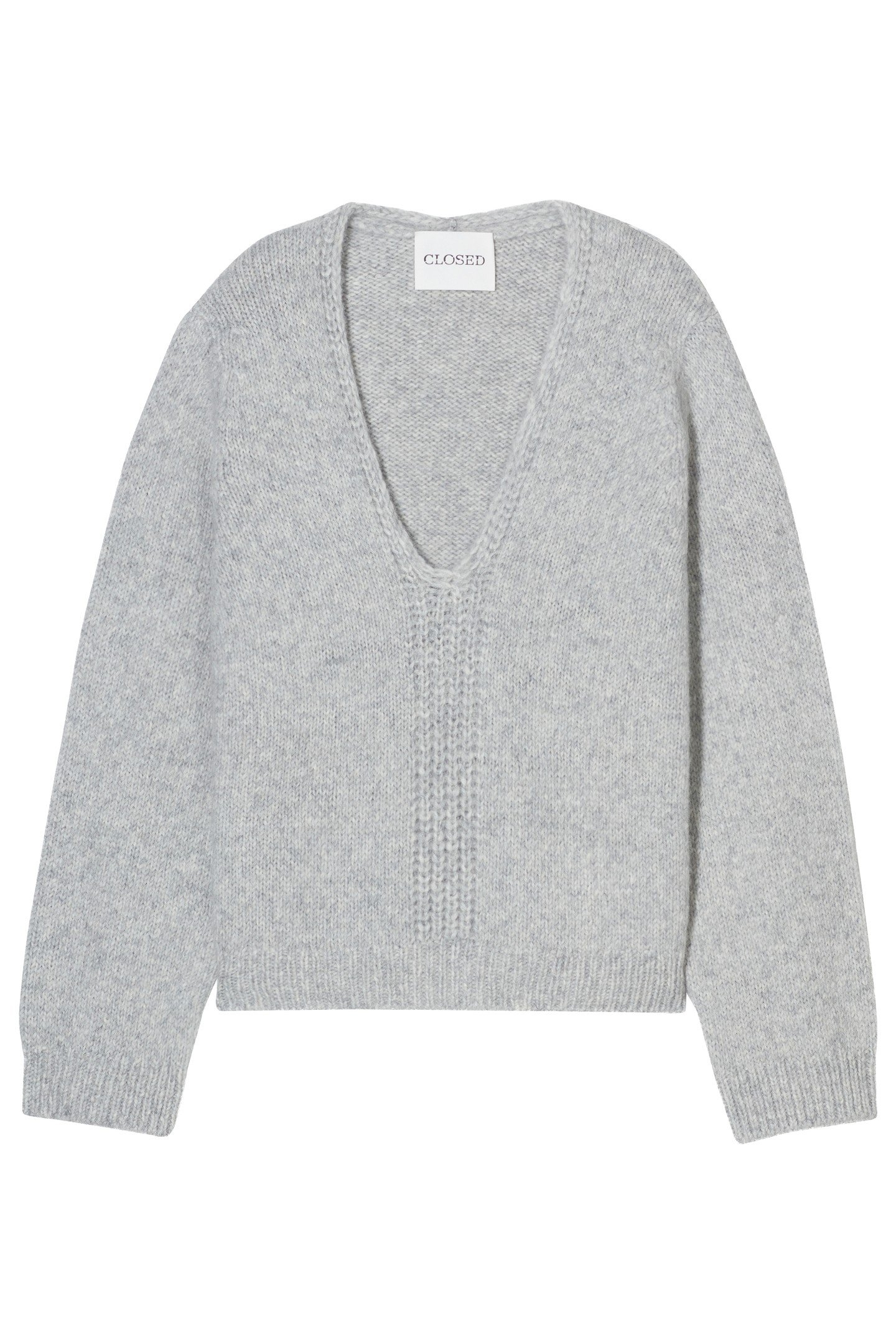 V NECK KNITS LIGHT GREY MELANGE 3