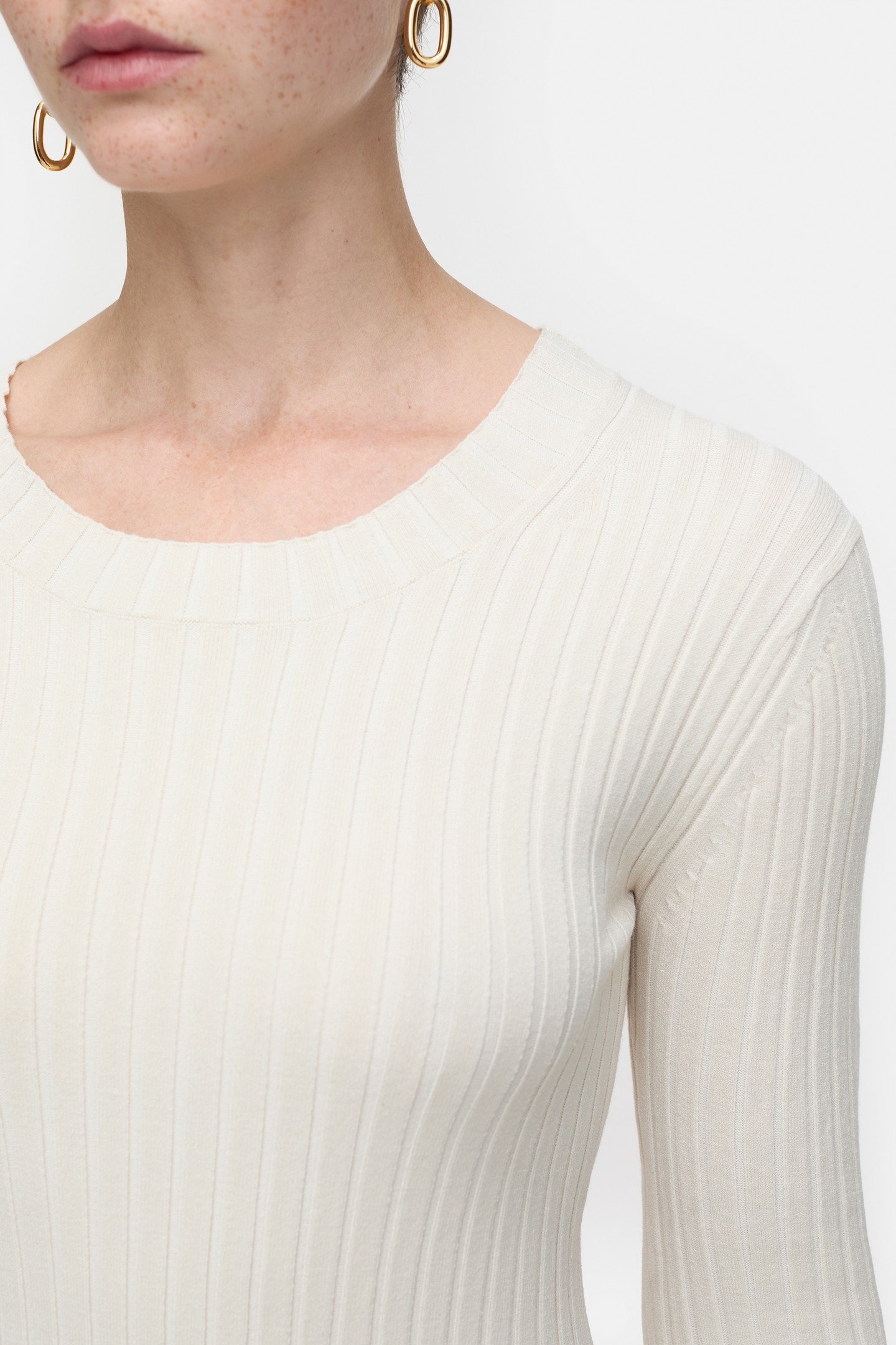 CREW NECK LONG SLEEVE KNITS RAW SILK 4