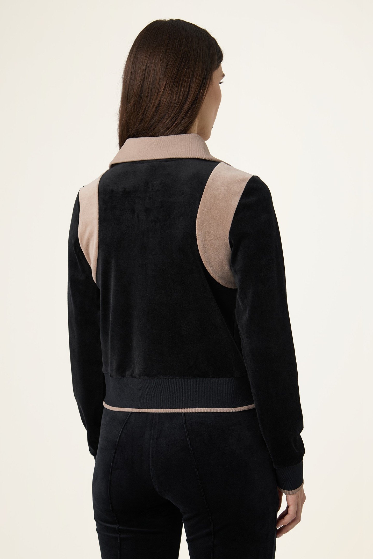 ADRIANO SLIM VELOUR TRACK JACKET BLACK-TAUPE GRAY 3