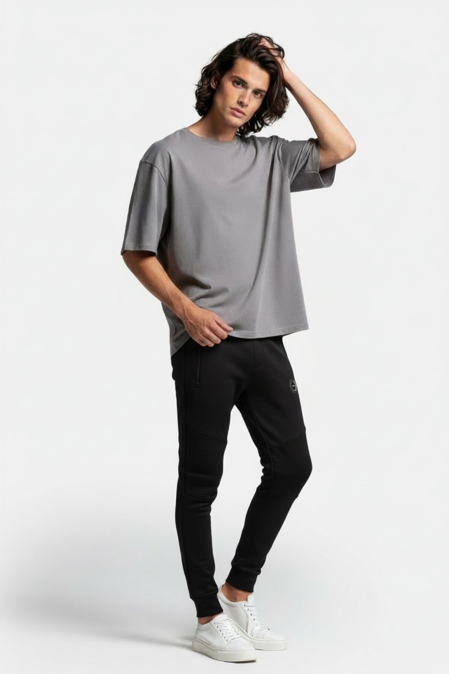 LOUIS SLIM TECH ZIP TRACK PANTS JET BLACK 1