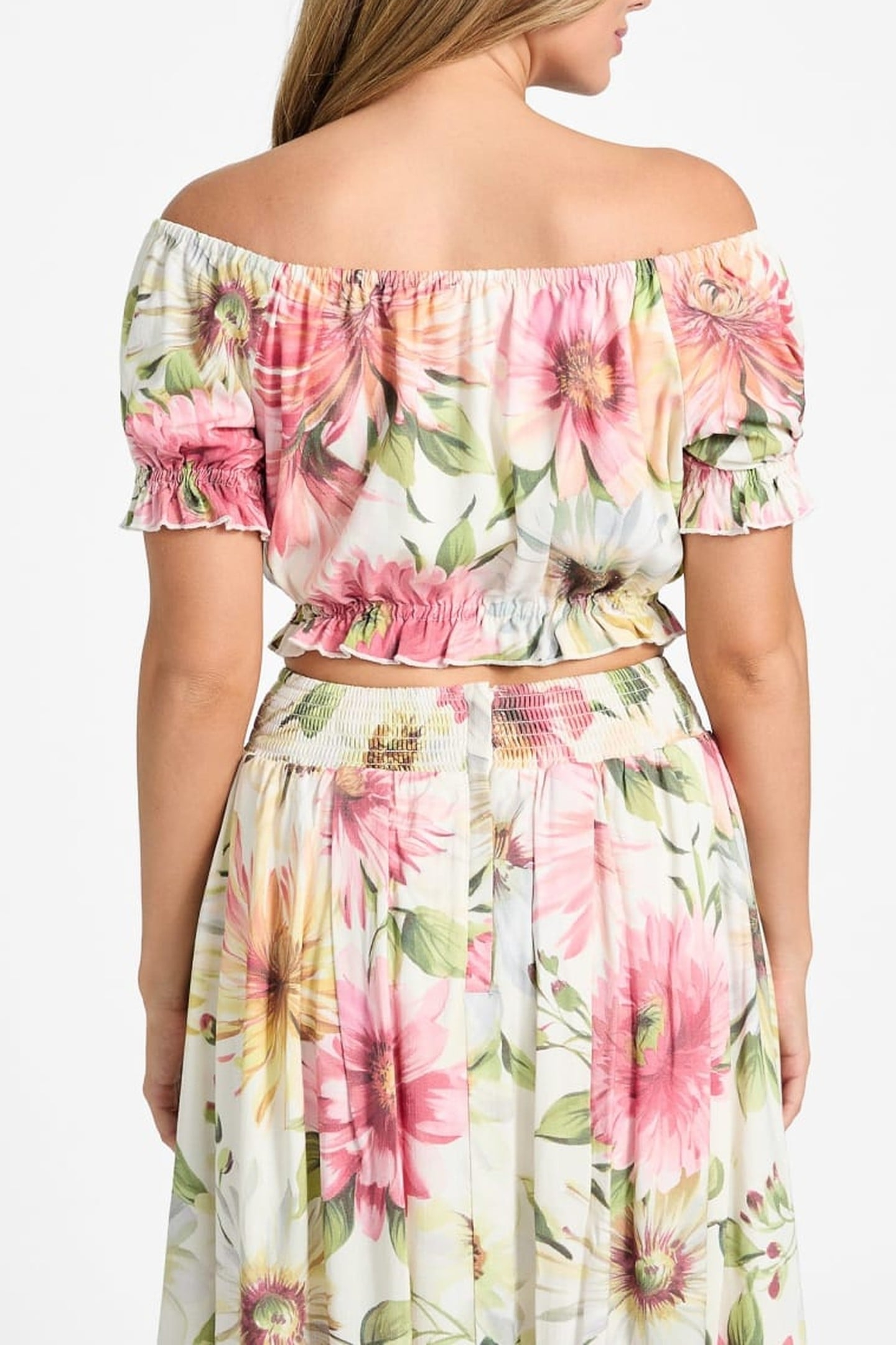 GUESS ECO OFF SHOULDER ELODIE PAINTED DAISIES PRIN 6