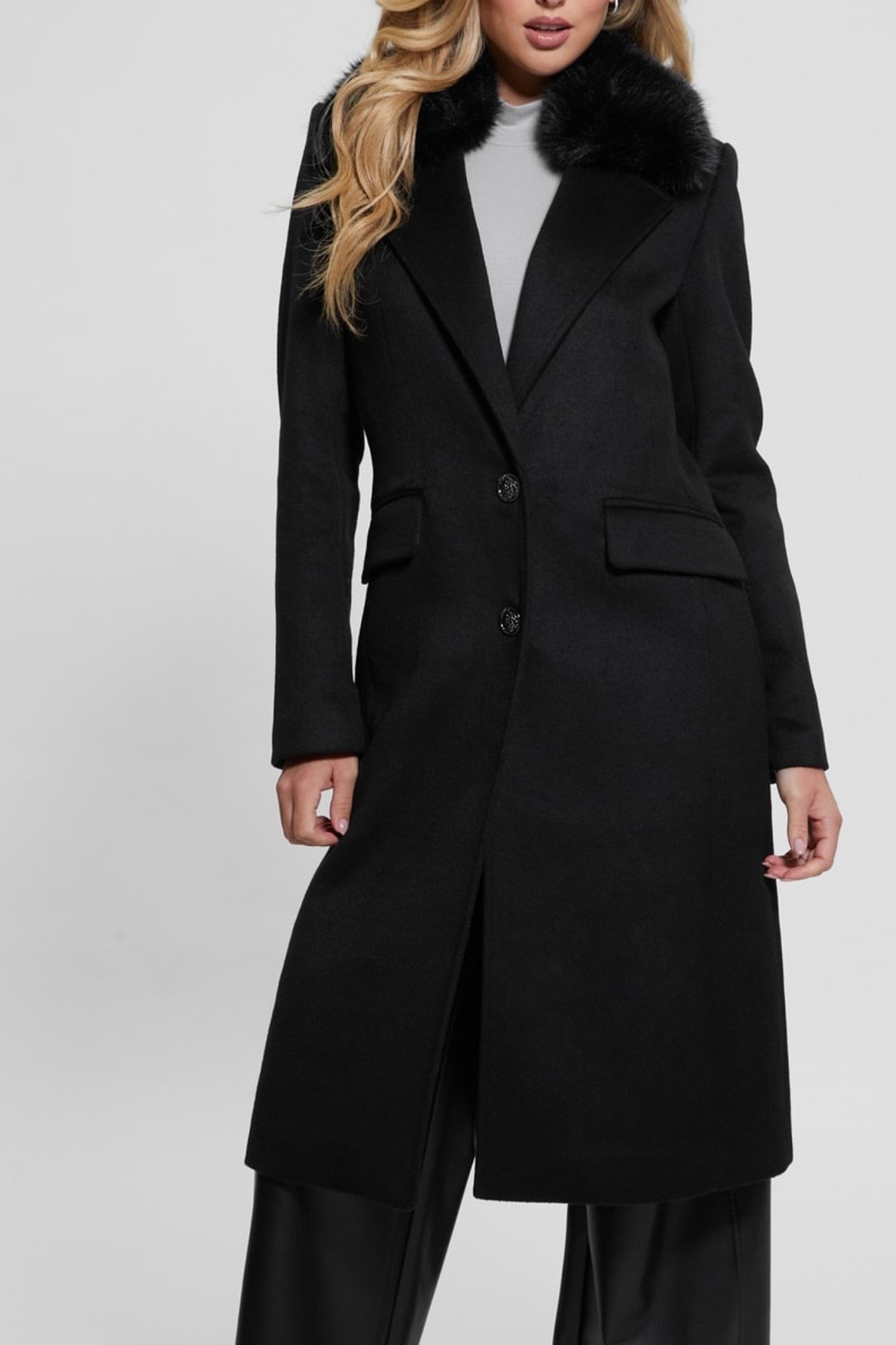 NANCY FIT COAT FAUX JET BLACK A996 1