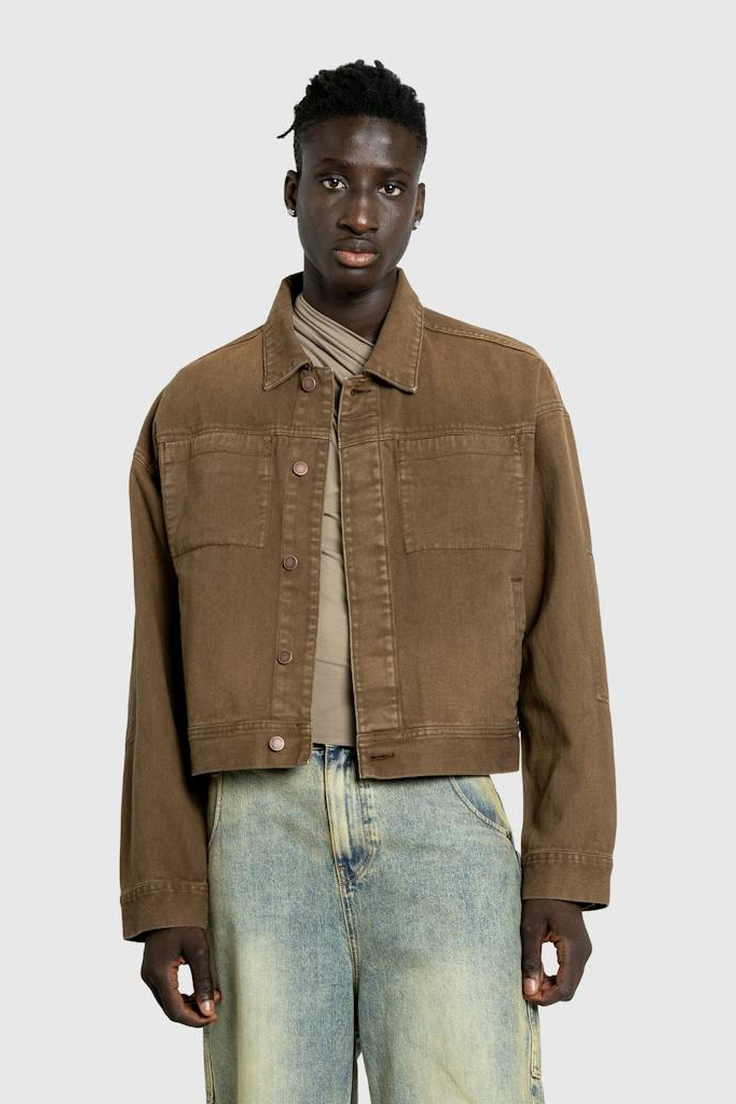 ENTIRE STUDIOS – GEM DENIM JACKET MILITARY STONE 1