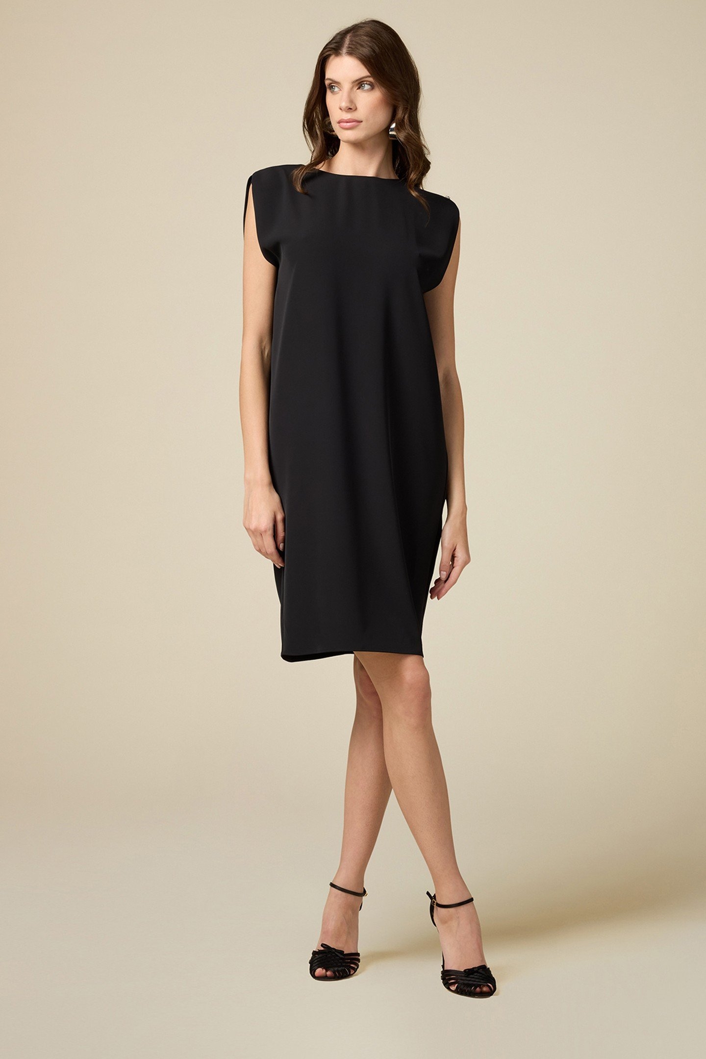STRAIGHT-CUT DRESS WITH WIDE SHOULDER STRAPS BLACK 1