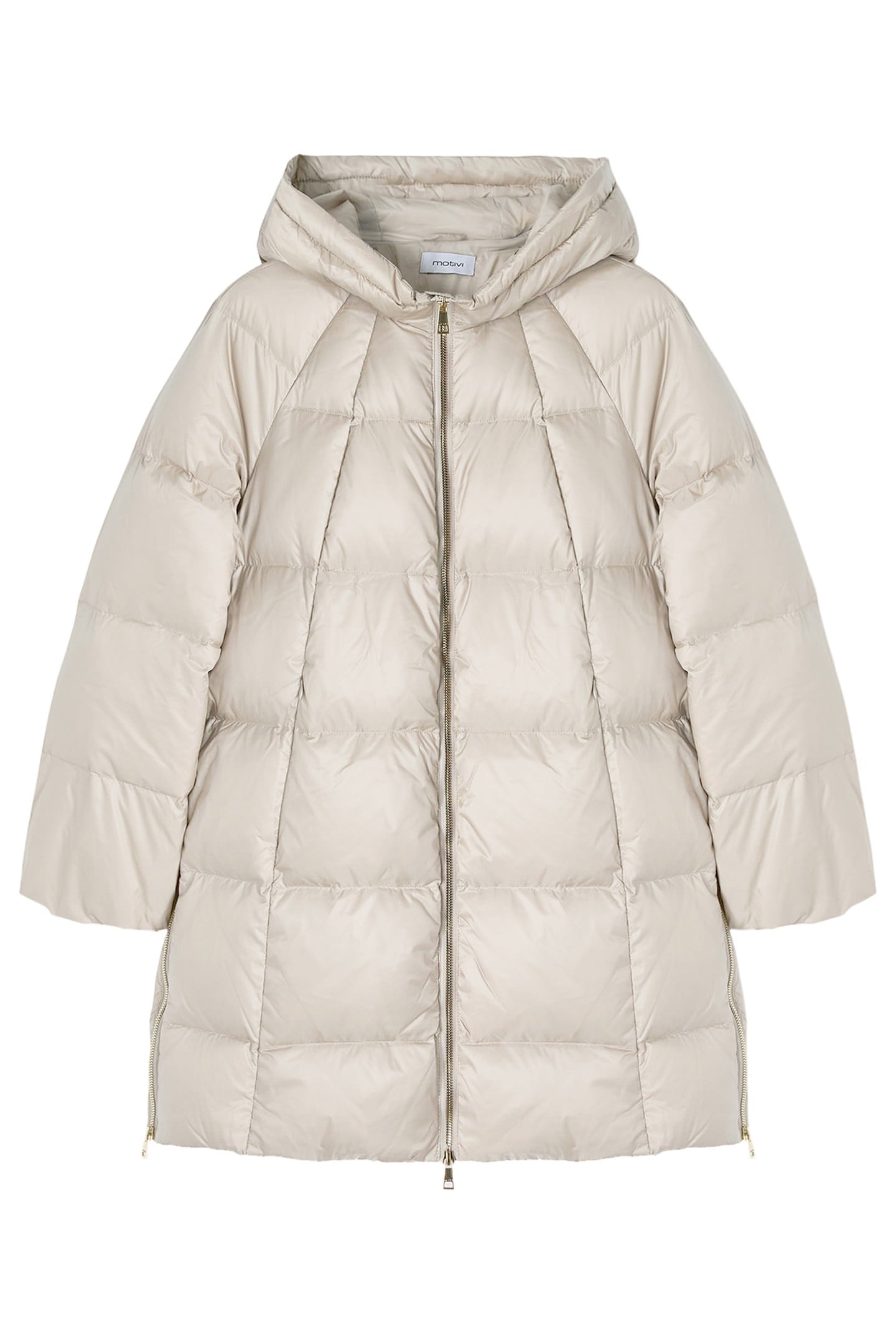 HOODED GENUINE DOWN JACKET WITH COCOON CUT WHITE 3