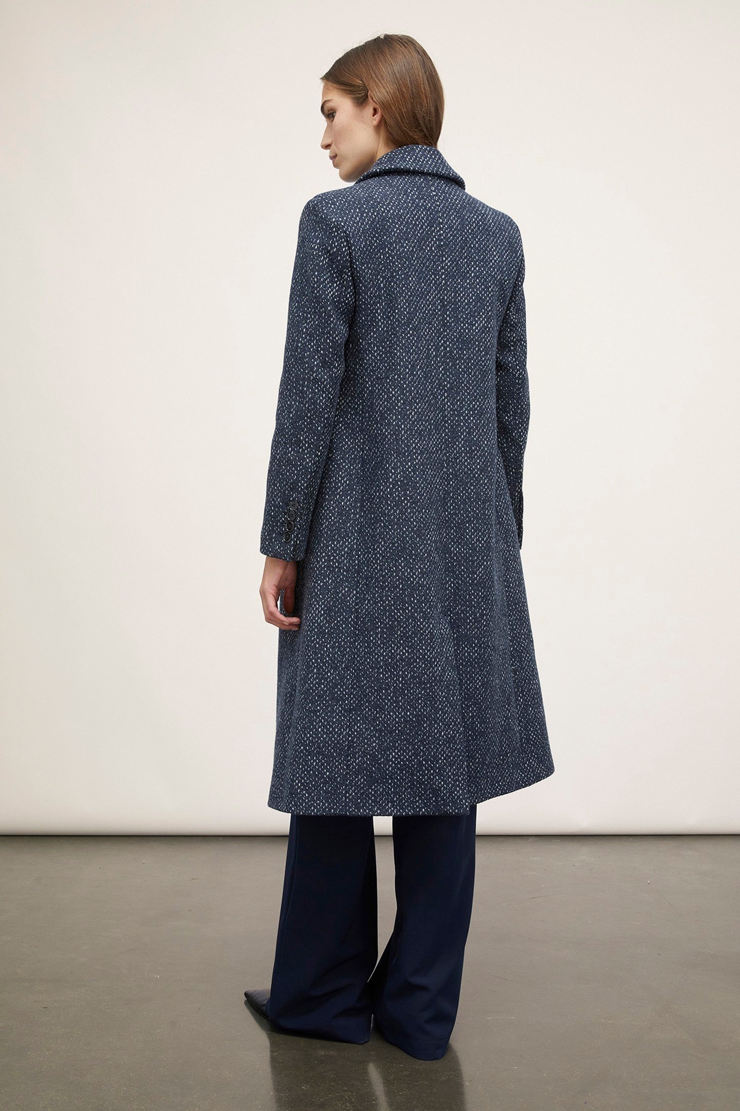 DOUBLE-BREASTED YARN DYED COAT BLUE 1