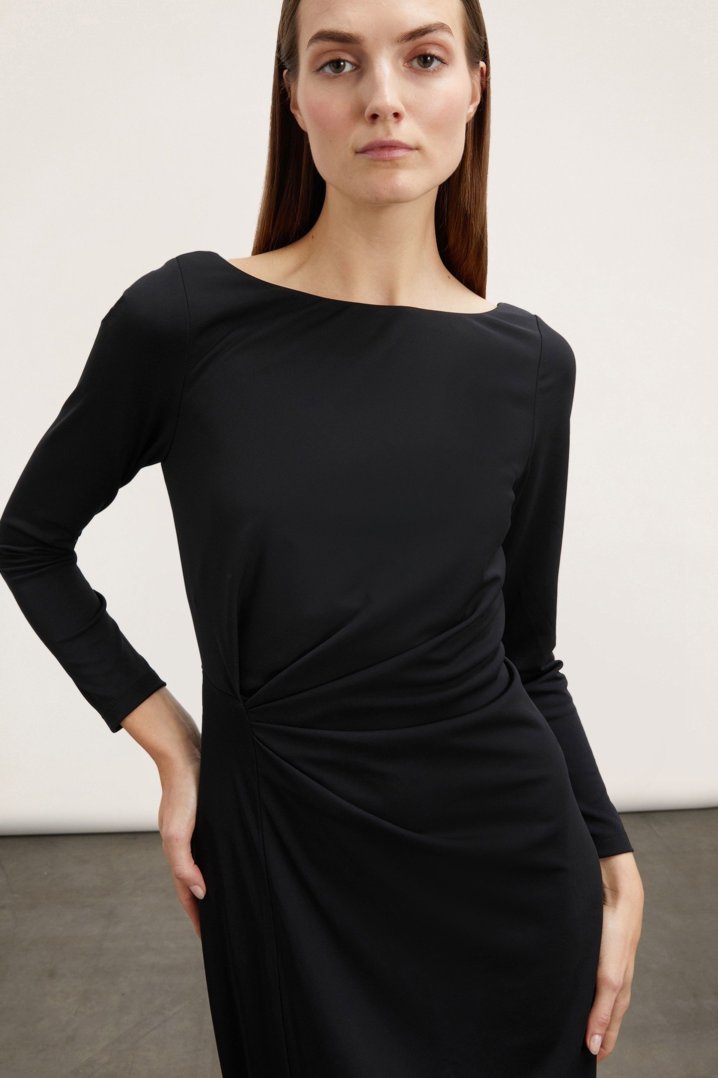 DRAPED JERSEY DRESS BLACK 2