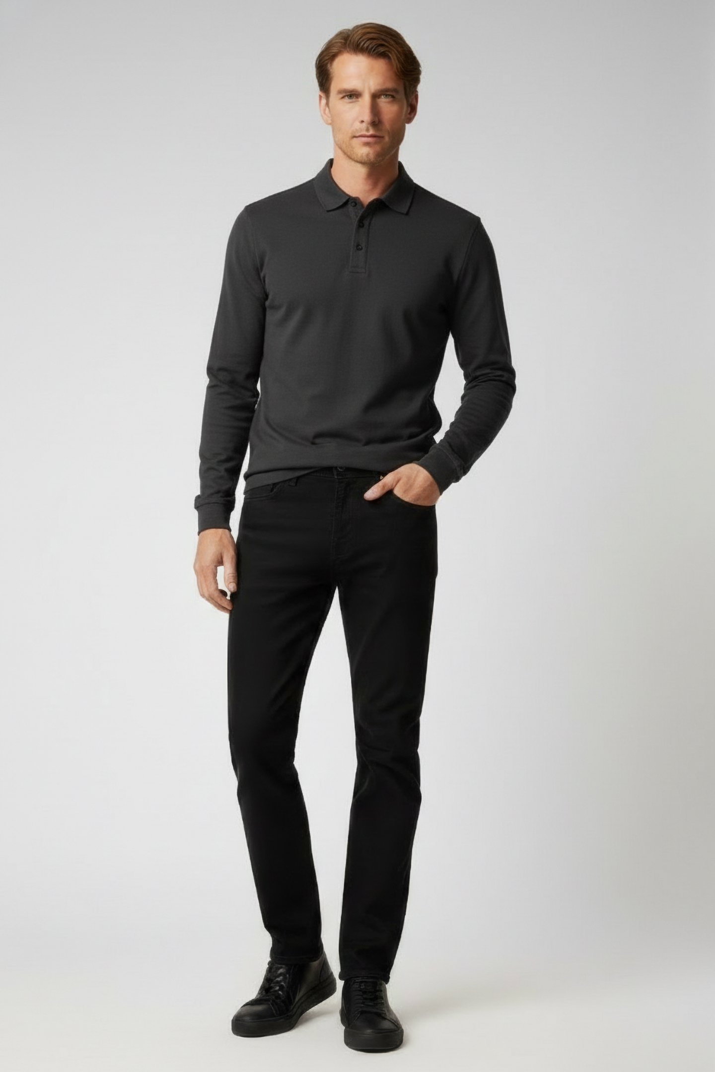 PL RIDEALF LONG SLEEVE POLO ASPHALT 1