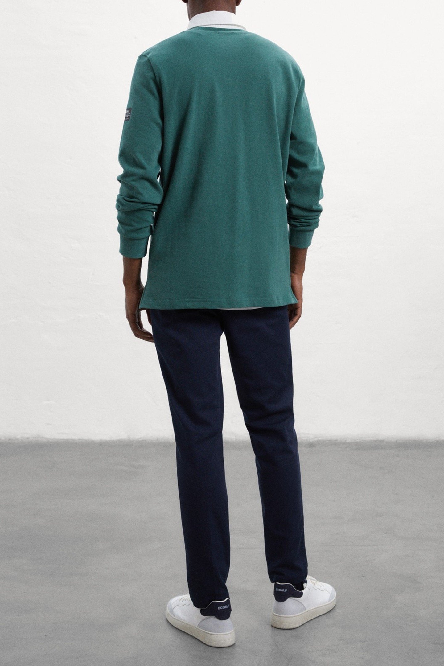 PERIALF LONG SLEEVE POLO OFF WHITE / URBAN GREEN 2