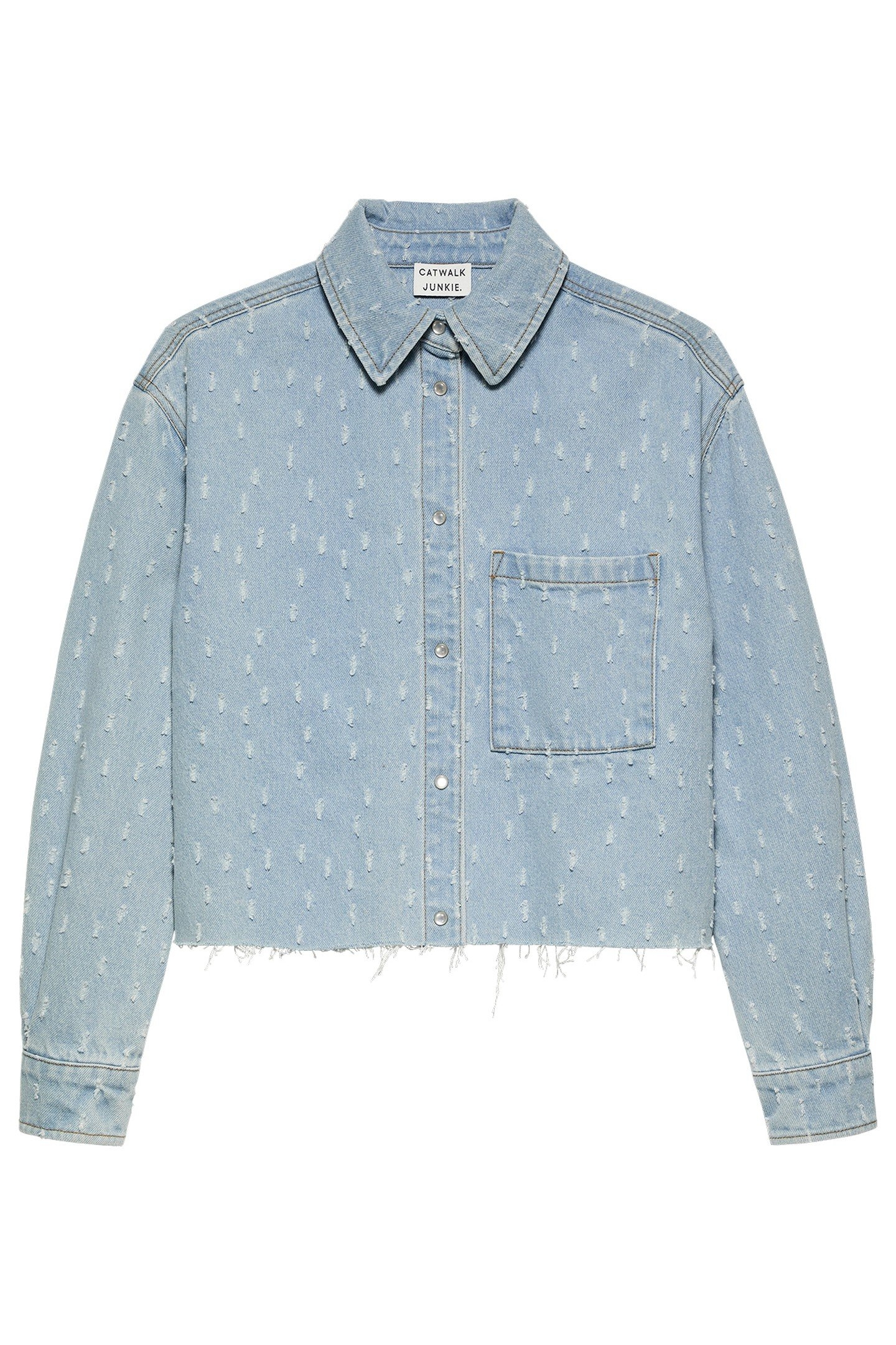 DENIM BLOUSE WITH TEXTURED FABRIC BLUE 4