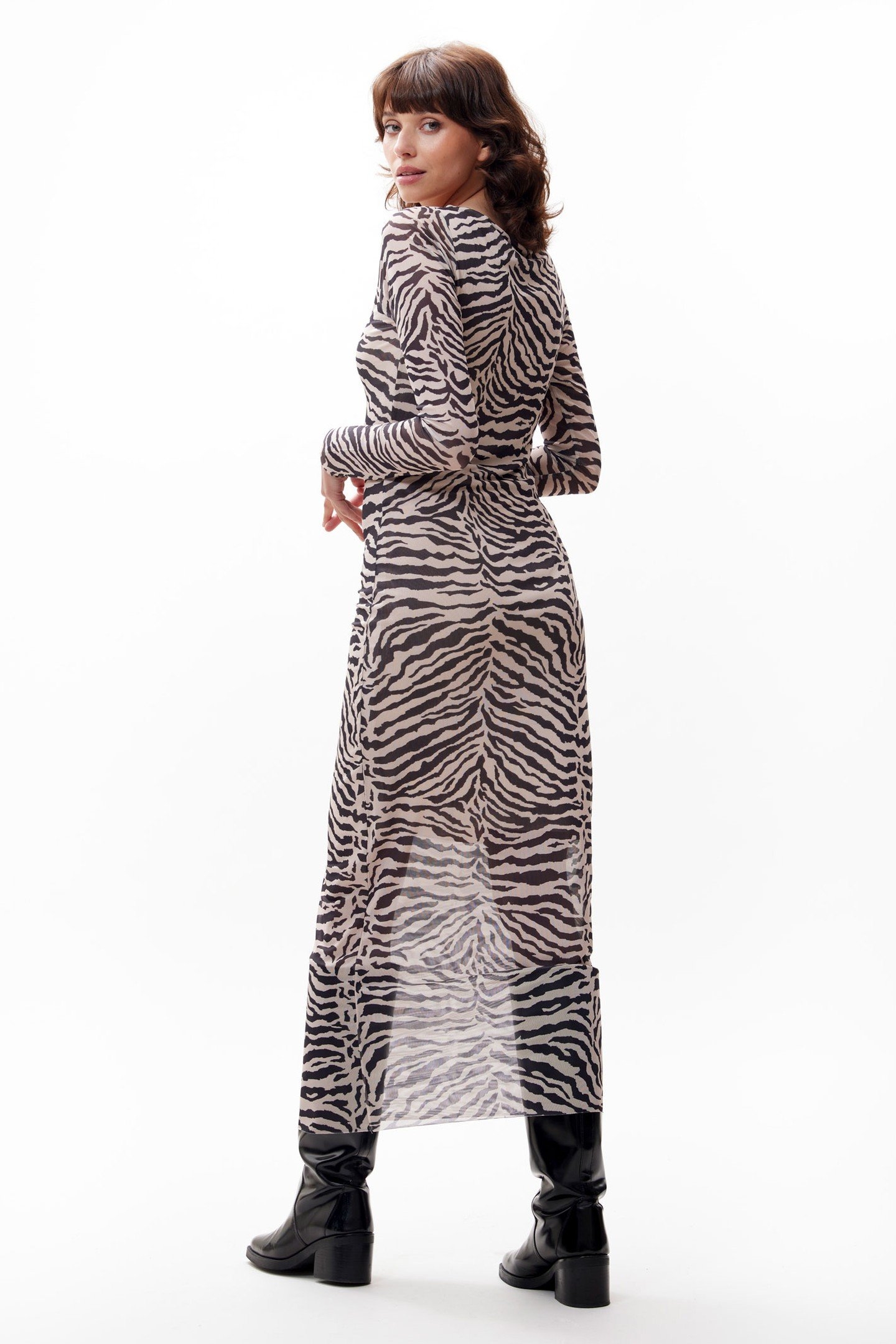 MESH ZEBRA DRESS SAND 3