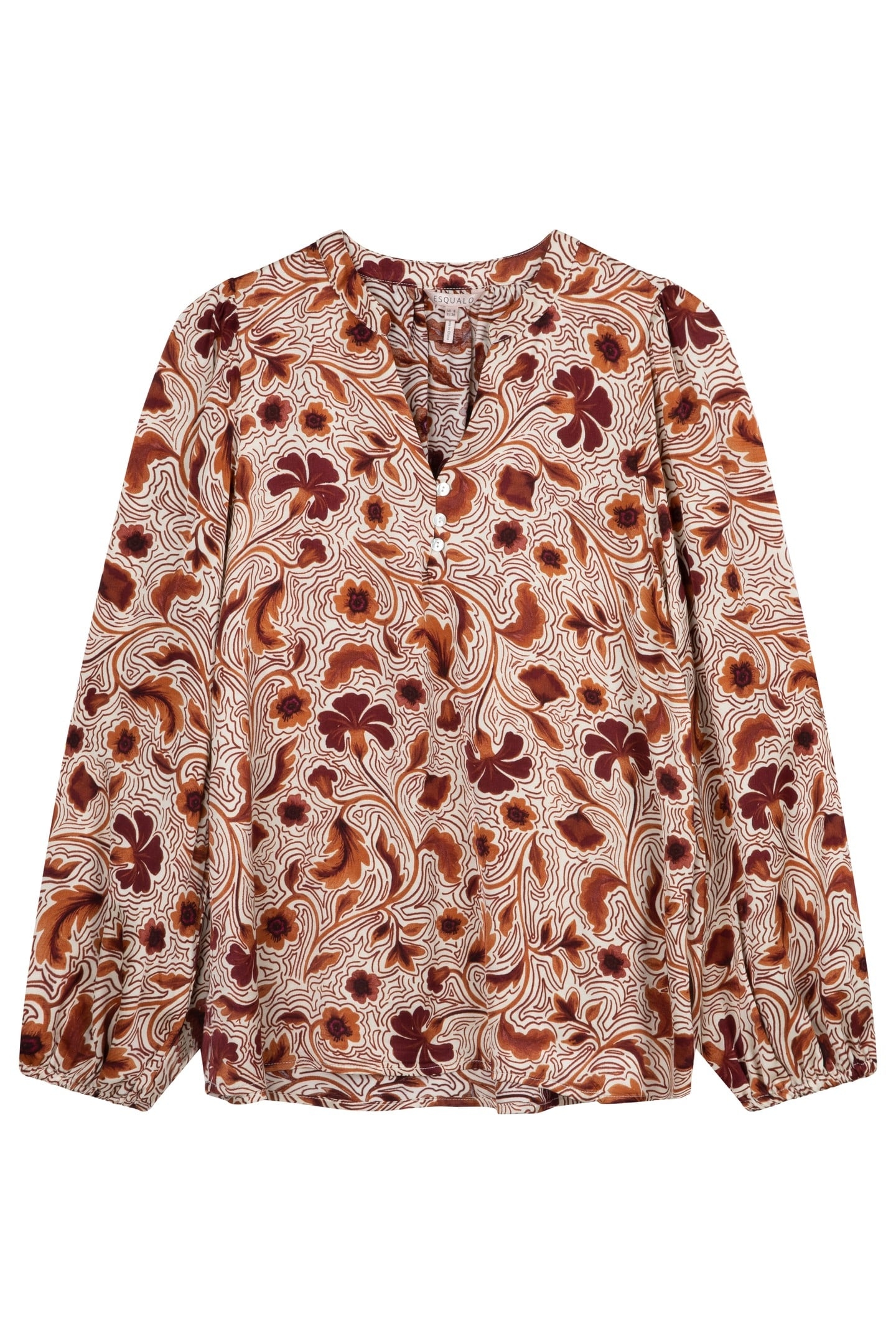 BLOUSE V-NECK AUTUMN FLOWER PRINT PRINT 3