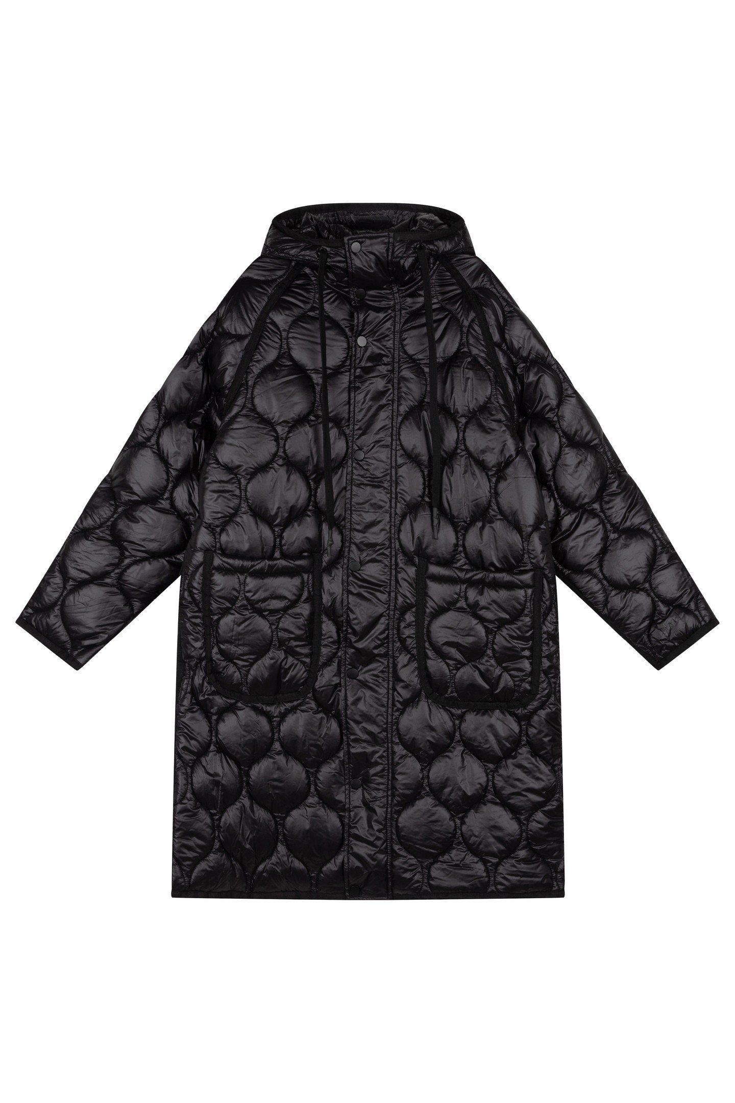 COAT QUILTED LONG HOOD BLACK 4
