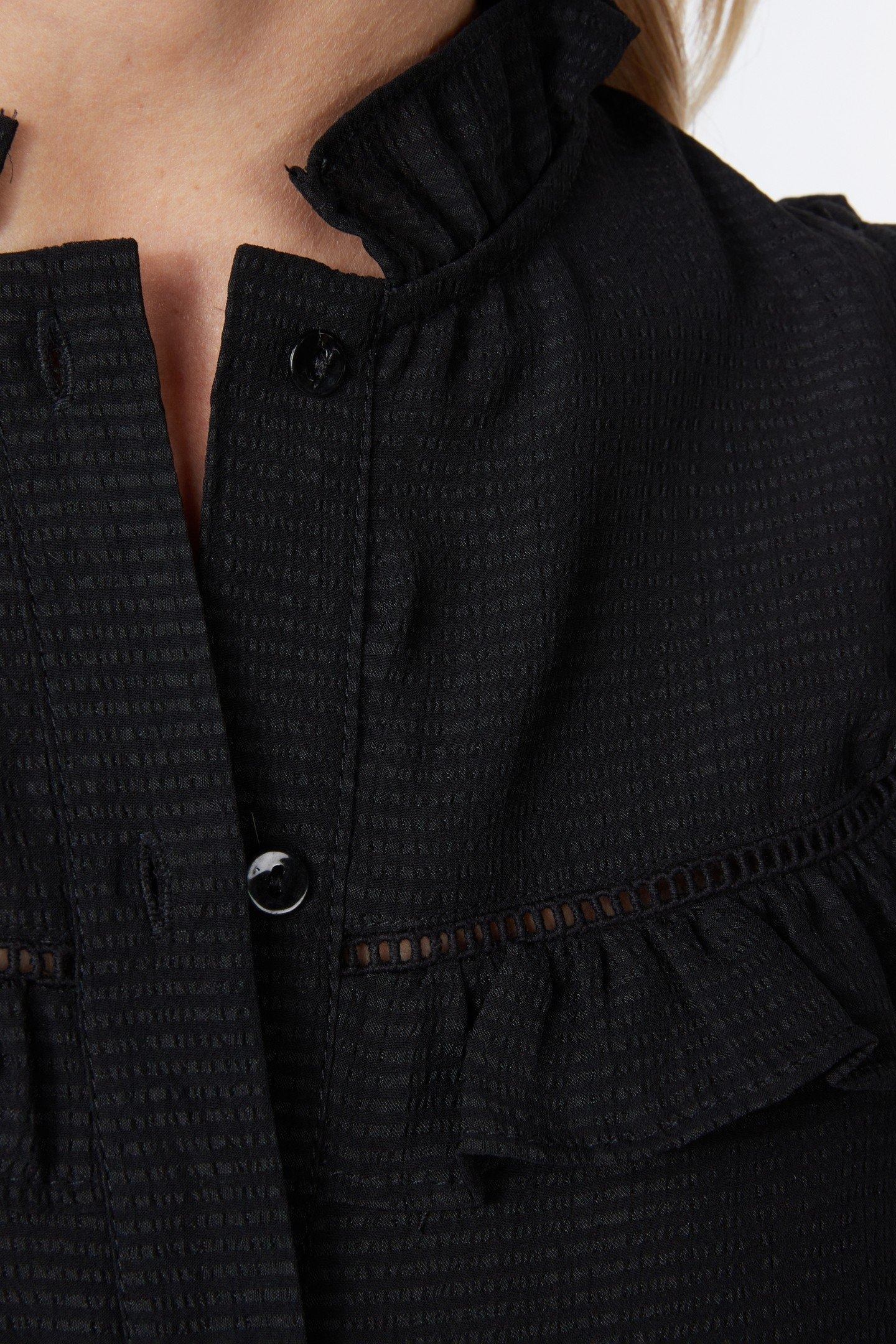 BLOUSE RUFFLES STRUCTURED FABRIC BLACK 7