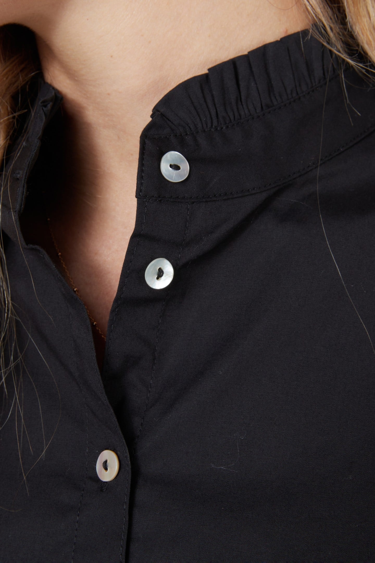 BLOUSE ELASTICATED SLV POPLIN BLACK 5