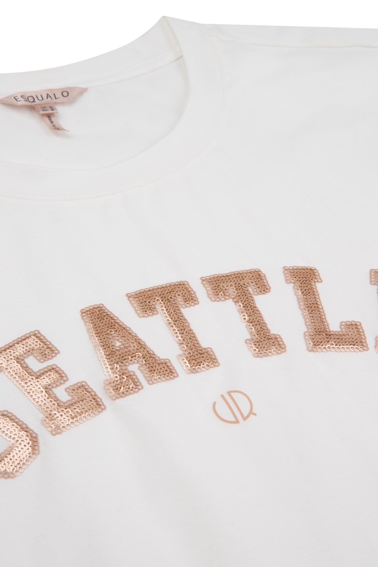 T-SHIRT SEQUINS "SEATTLE" OFF WHITE / GOLD 6