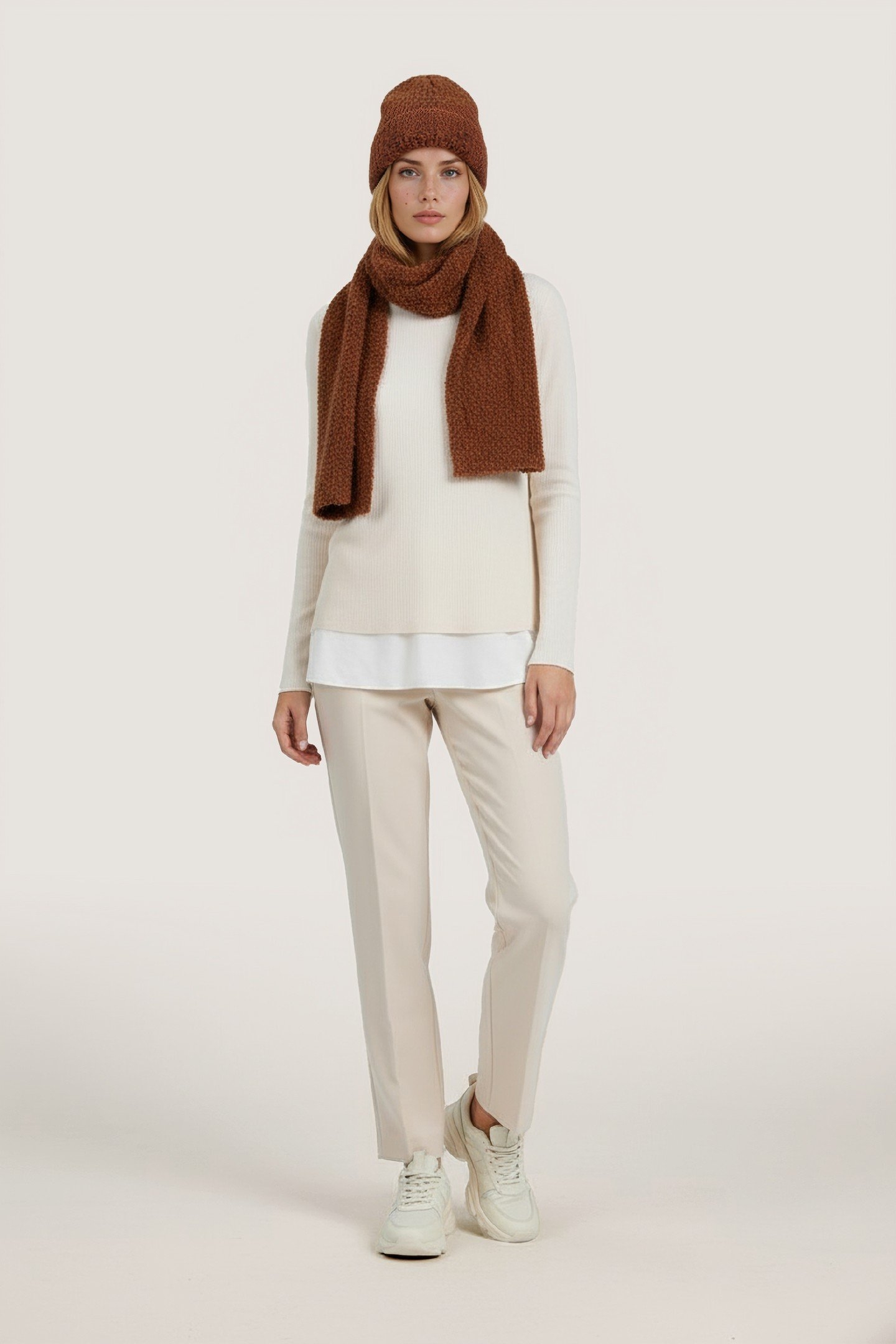 SCARF BOUCLE KNIT BROWN 3