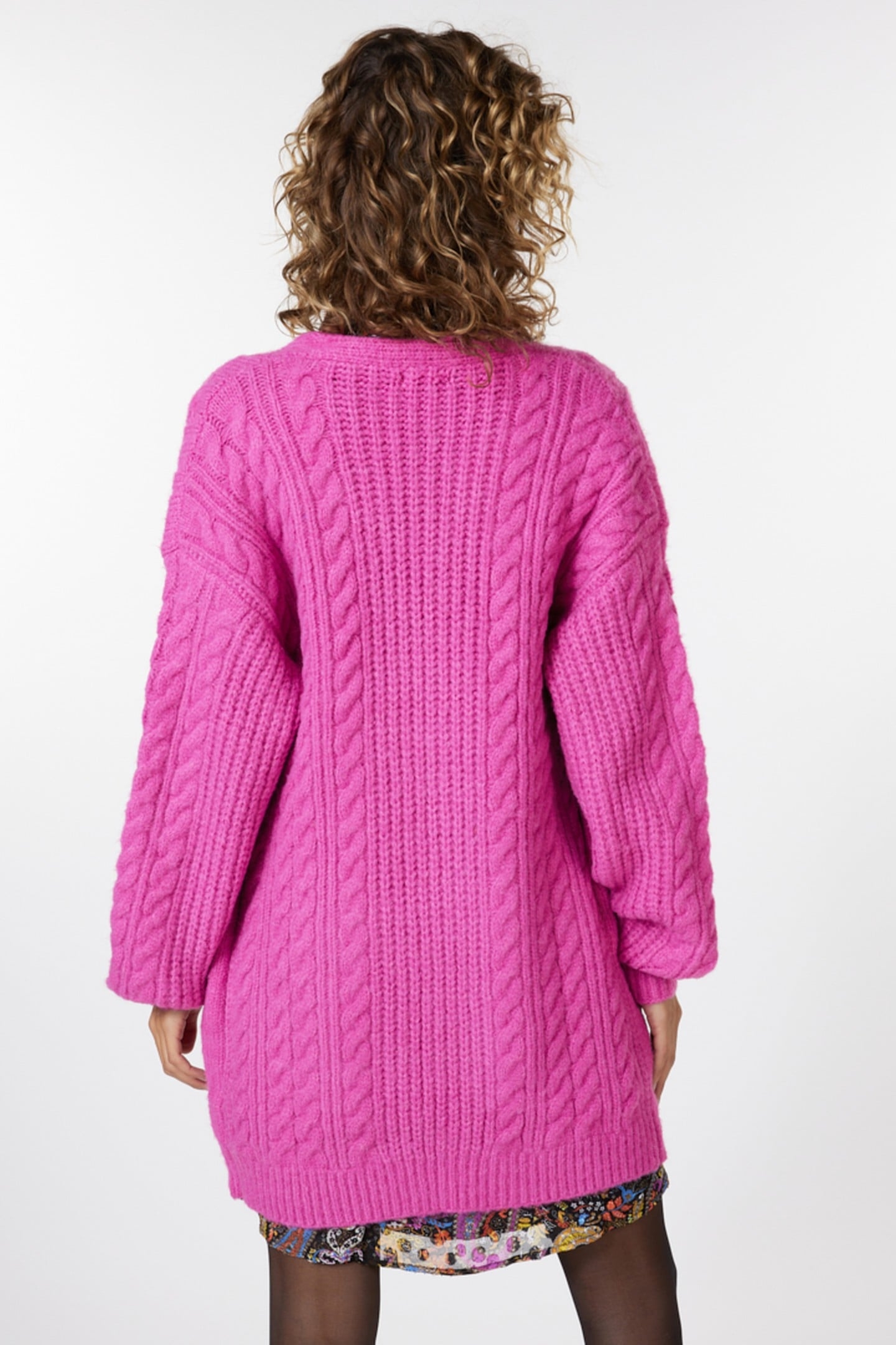 CARDIGAN CABLE KNIT POCKETS PINK 4