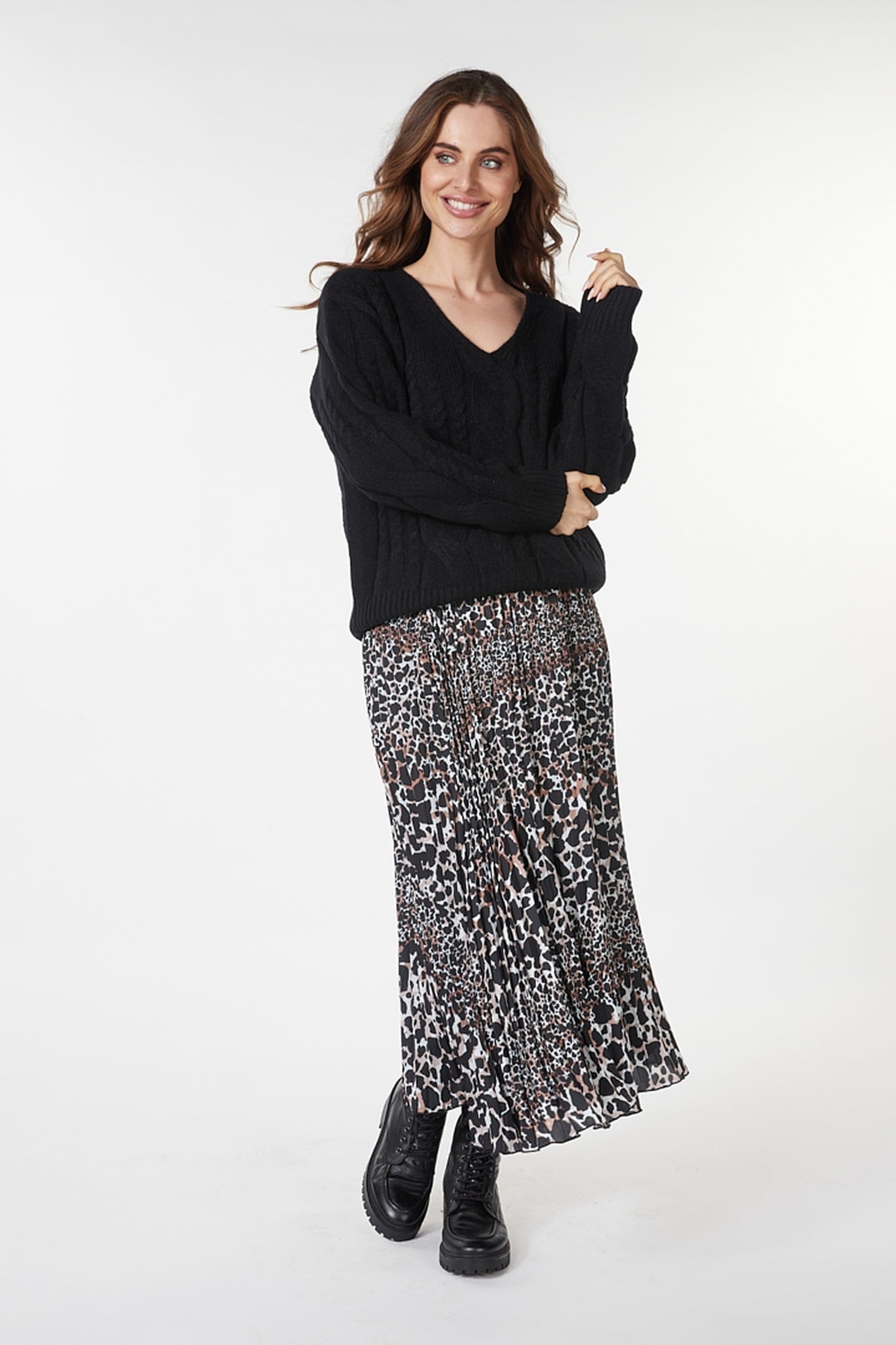 SKIRT PLISSE SCATTERED ILLUSION PRINT 1