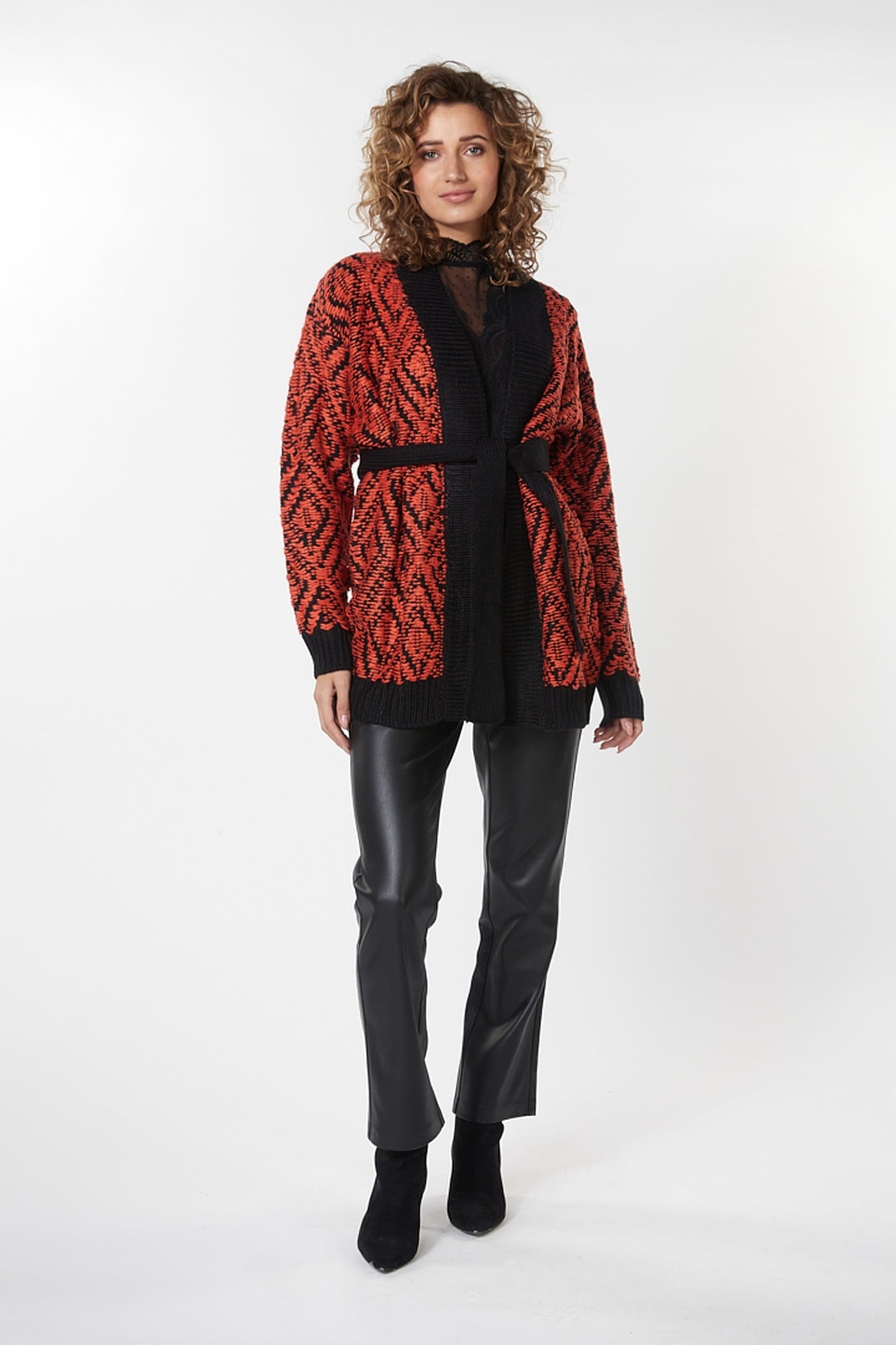 CARDIGAN 3D KNIT BLACK / RED 2