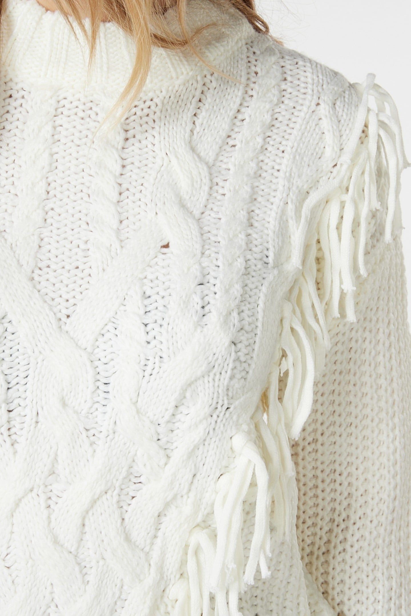 SWEATER CABLE FRINGES OFF WHITE 8