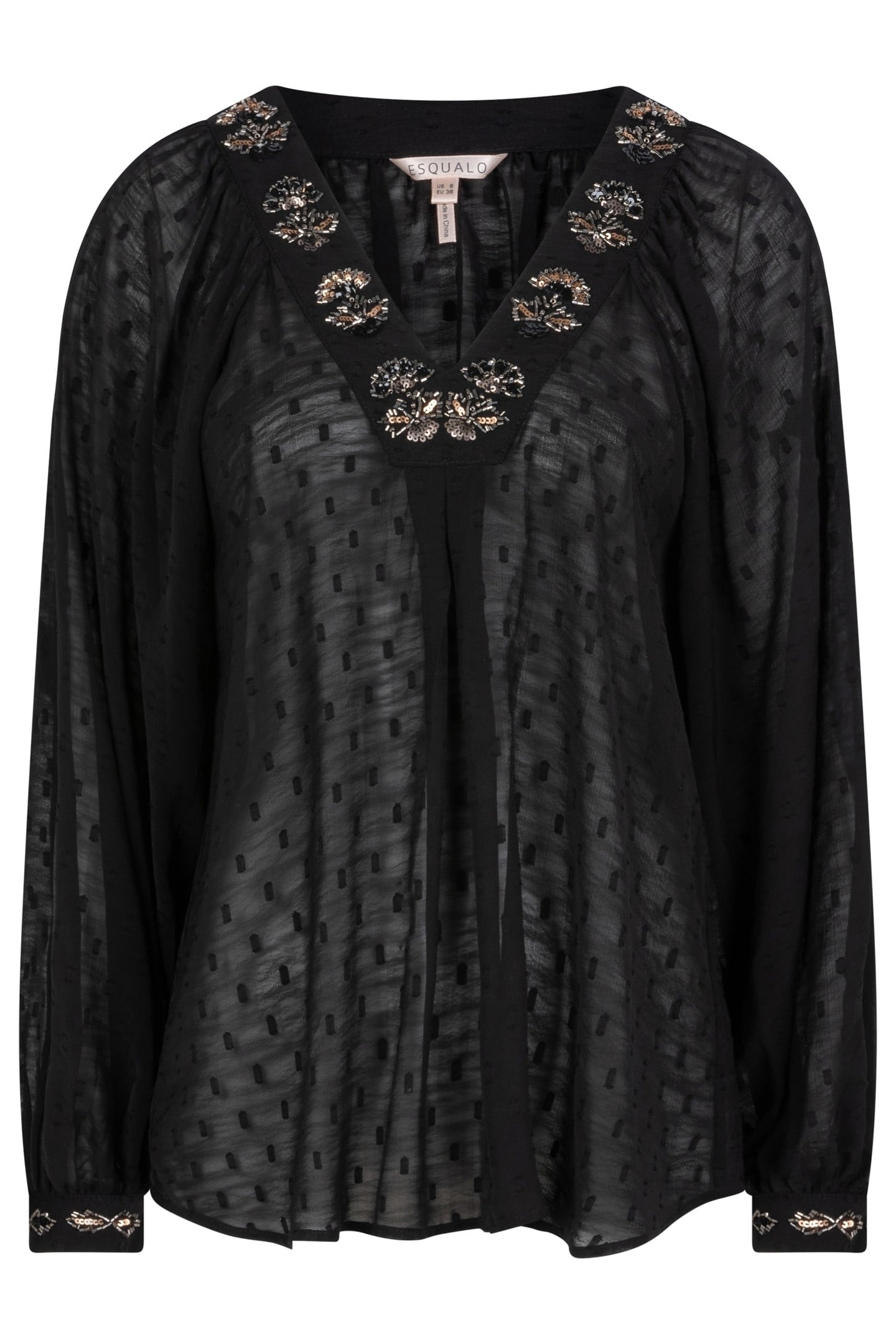 BLOUSE MARBLE BEADING BLACK 3