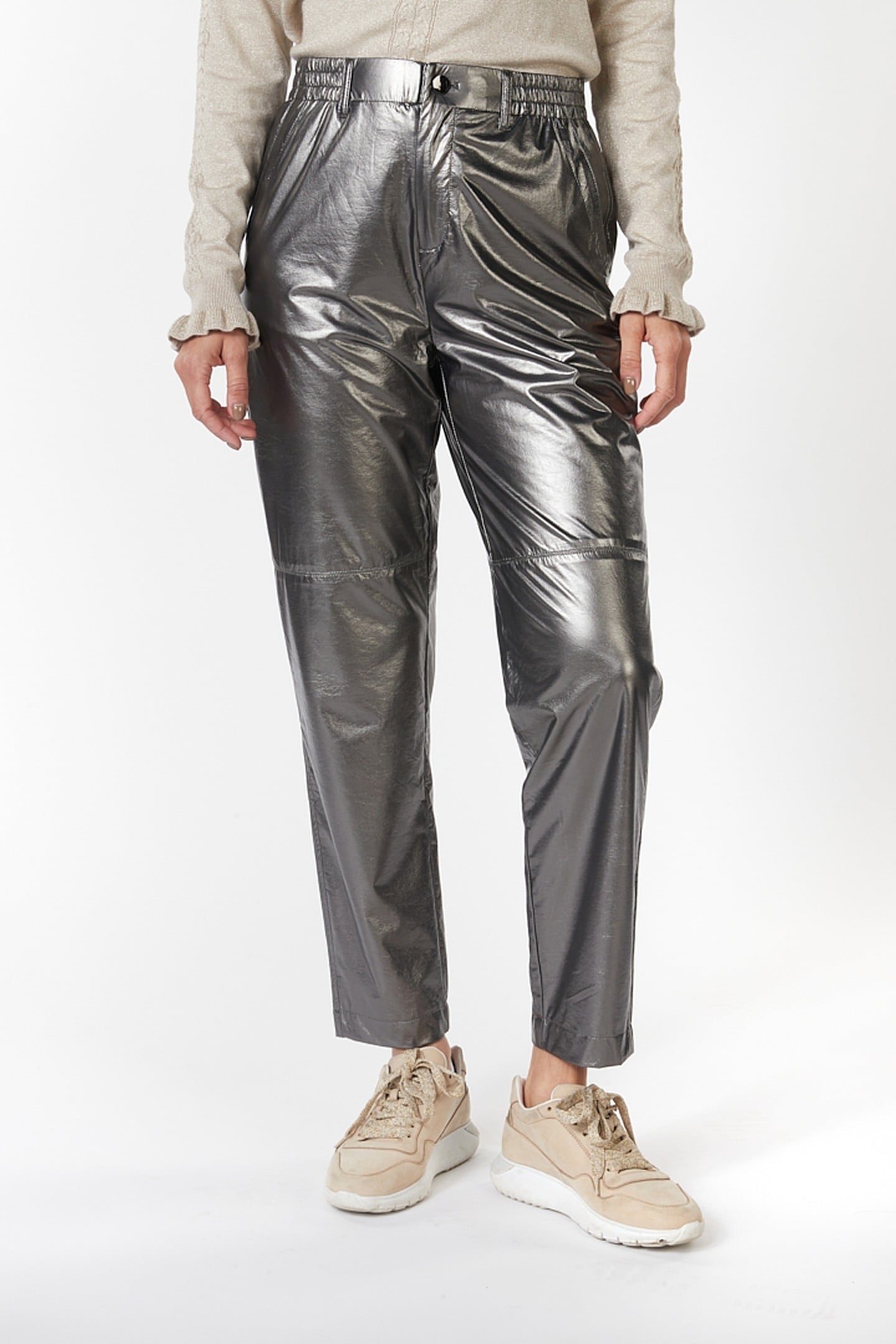 TROUSERS METALLIC PU SILVER 2
