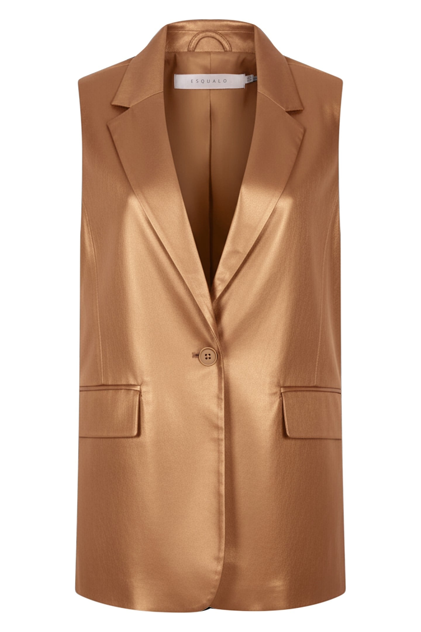 GILET LONG VEGAN LEATHER BRANDY 3