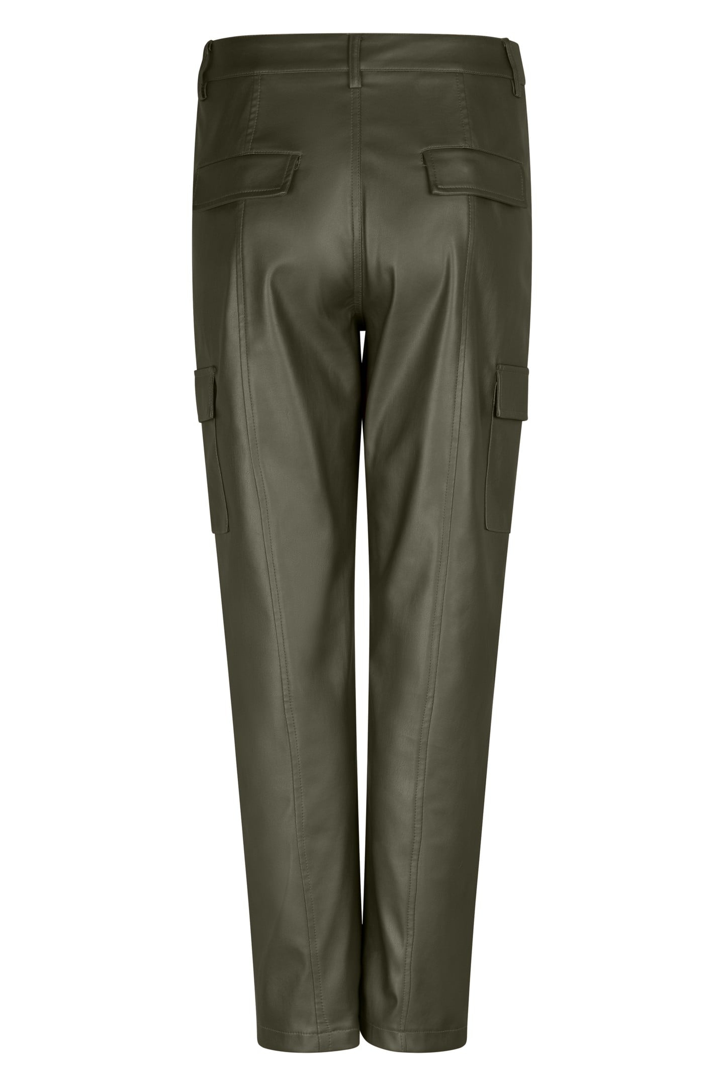 TROUSERS CARGO VEGAN LEATHER GREEN 2