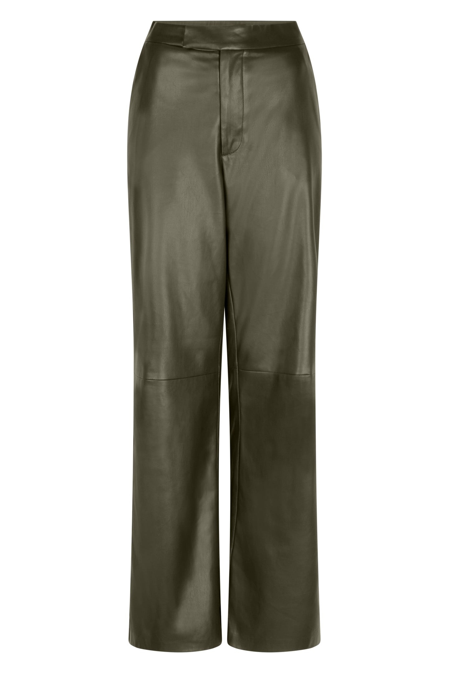 TROUSERS WIDE VEGAN LEATHER GREEN 1