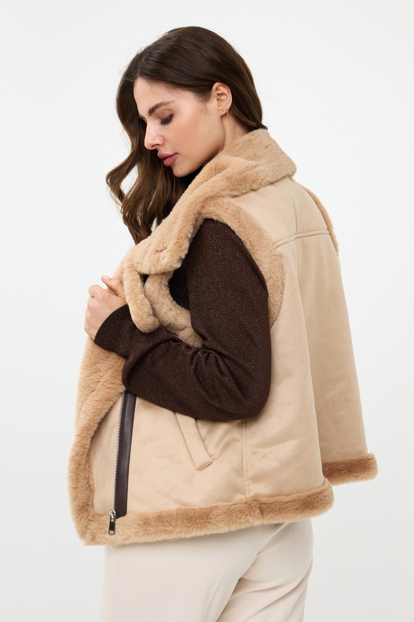 GILET FAKE FUR / SUEDINE SAND 3