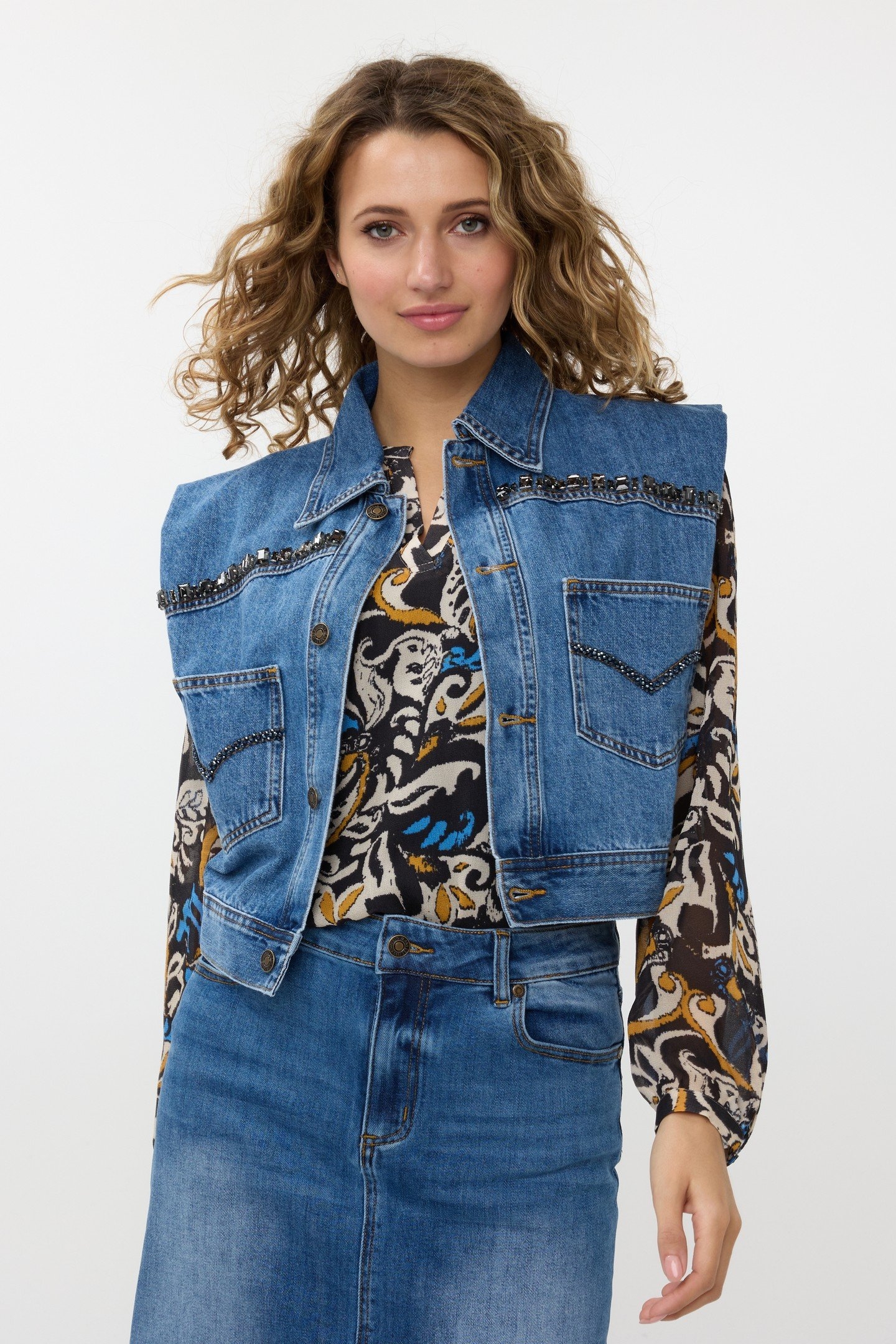 GILET DENIM STONES JEANS BLUE 1