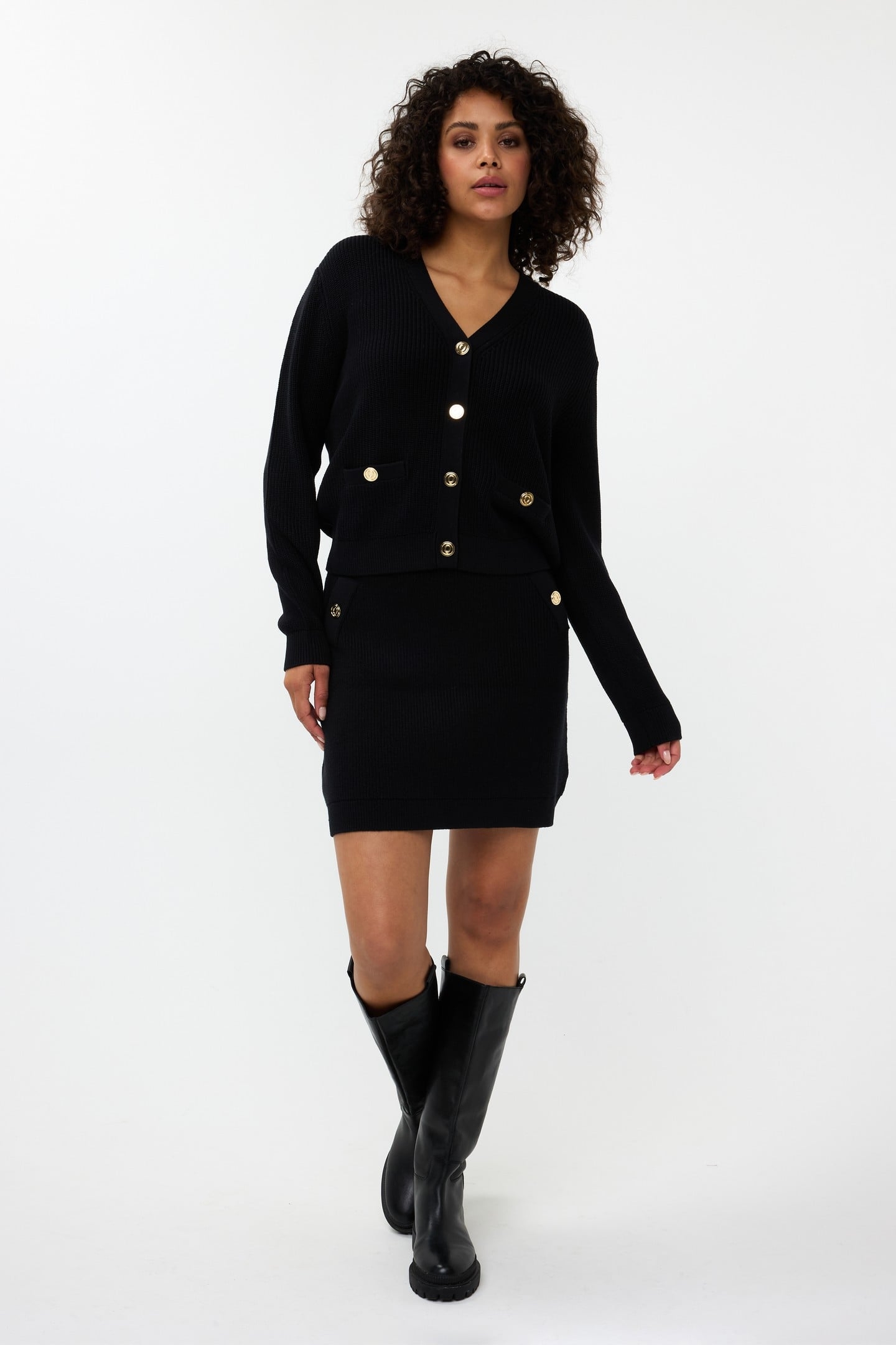 CARDIGAN V-NECK BUTTONED BLACK 1