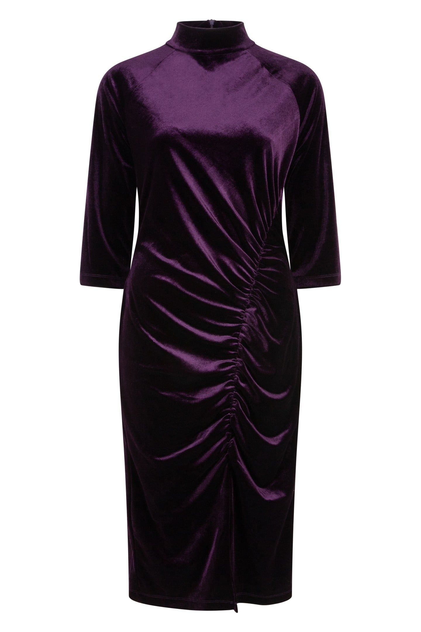 DRESS VELOURS GATHERING DARK PURPLE 4