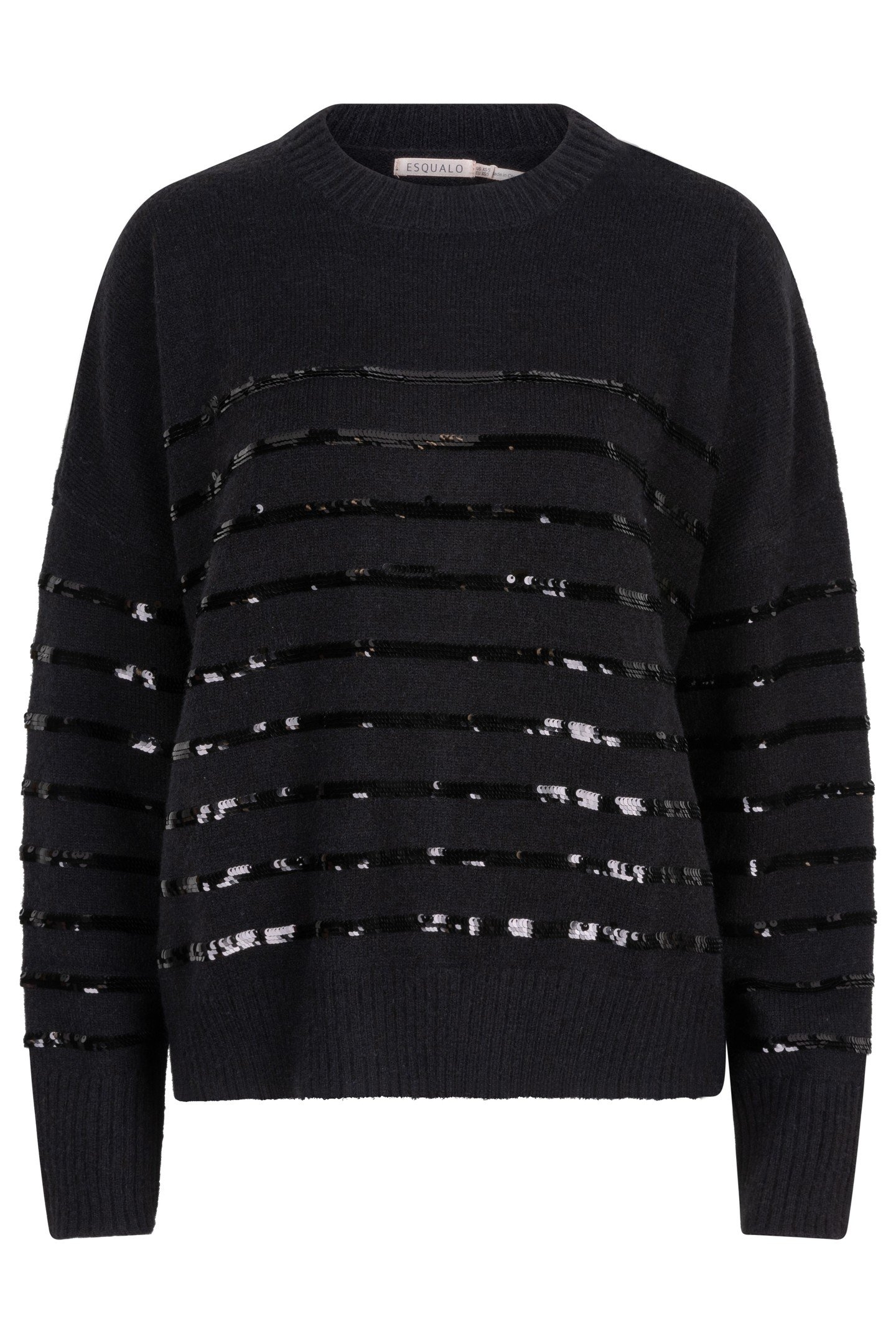 SWEATER STRIPED SEQUINS BLACK 1