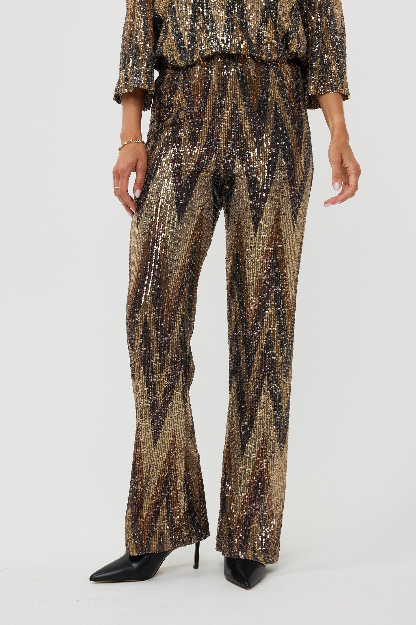 TROUSERS SEQUINS ZIGZAG PRINT 1