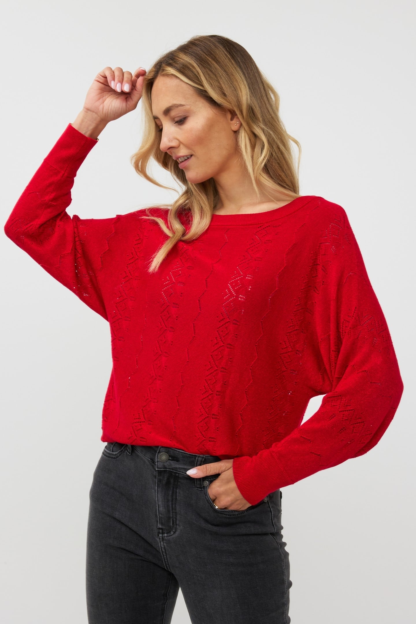 SWEATER BATWING LUREX RED 1