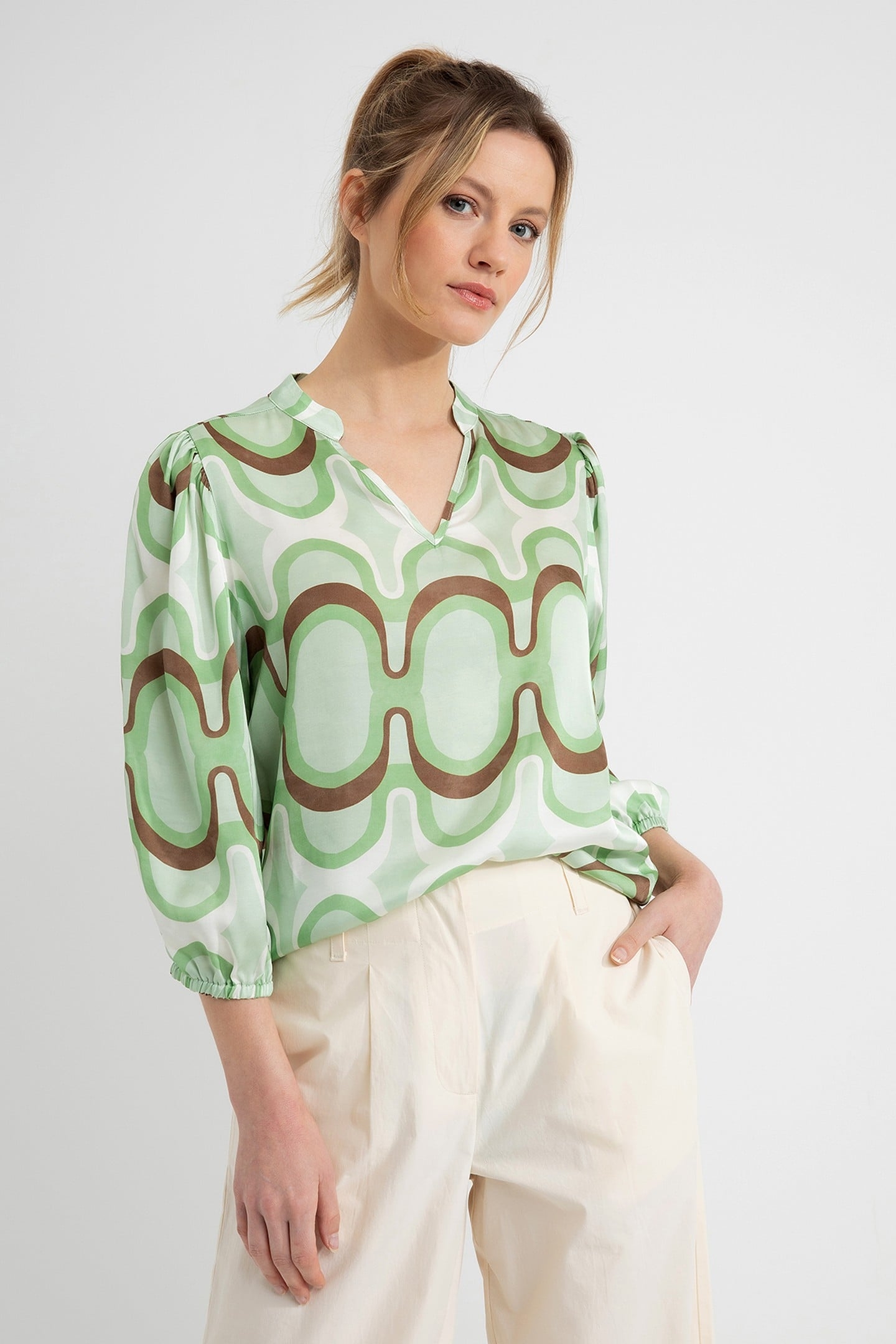 DENVER BLOUSE SEA GREEN PRINT 1