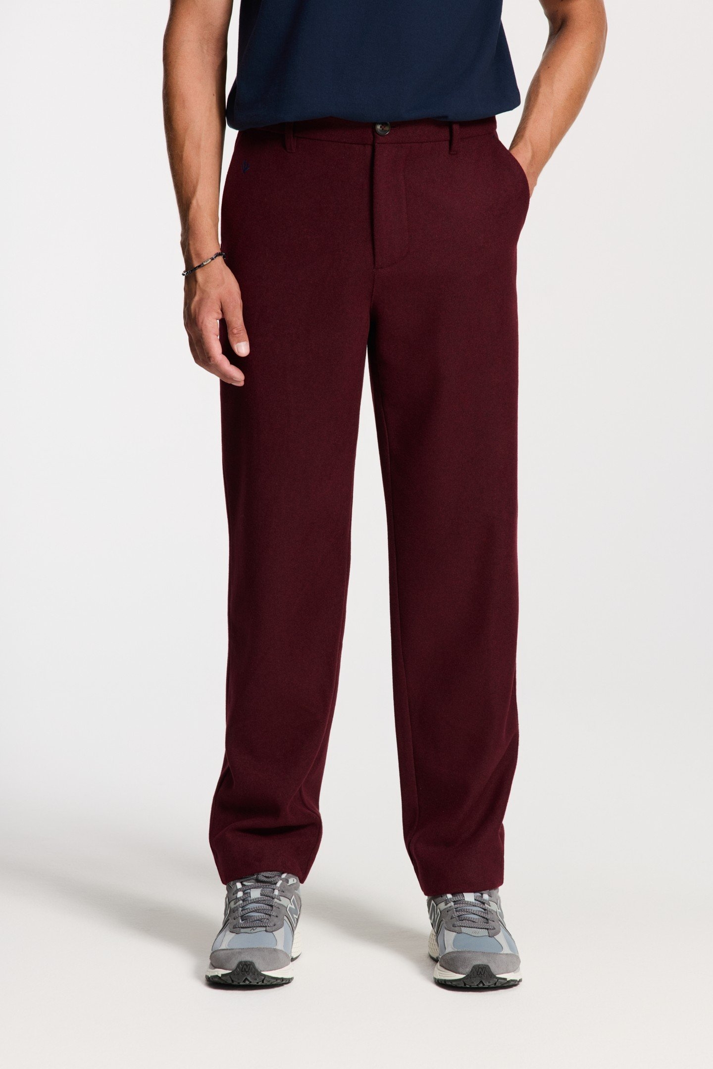 FORD WOOL BLEND STRAIGHT FIT TROUSERS RED EARTH 1